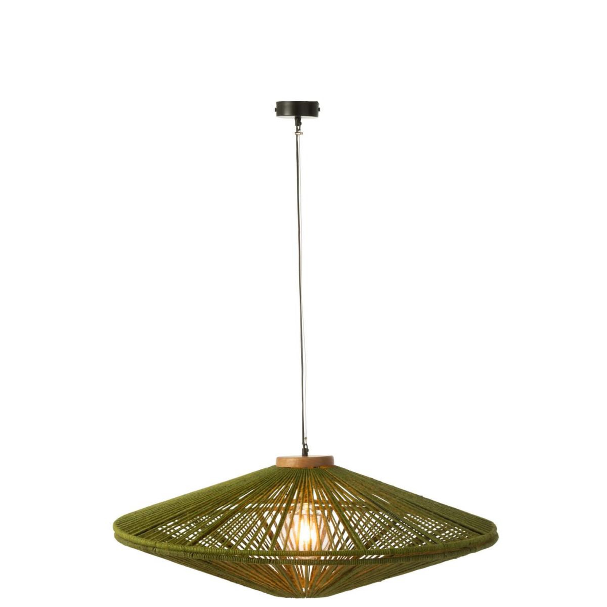 Voir la diapositive 2 : J-LINE Lampe Suspension en Jute  Dollie  93cm Vert