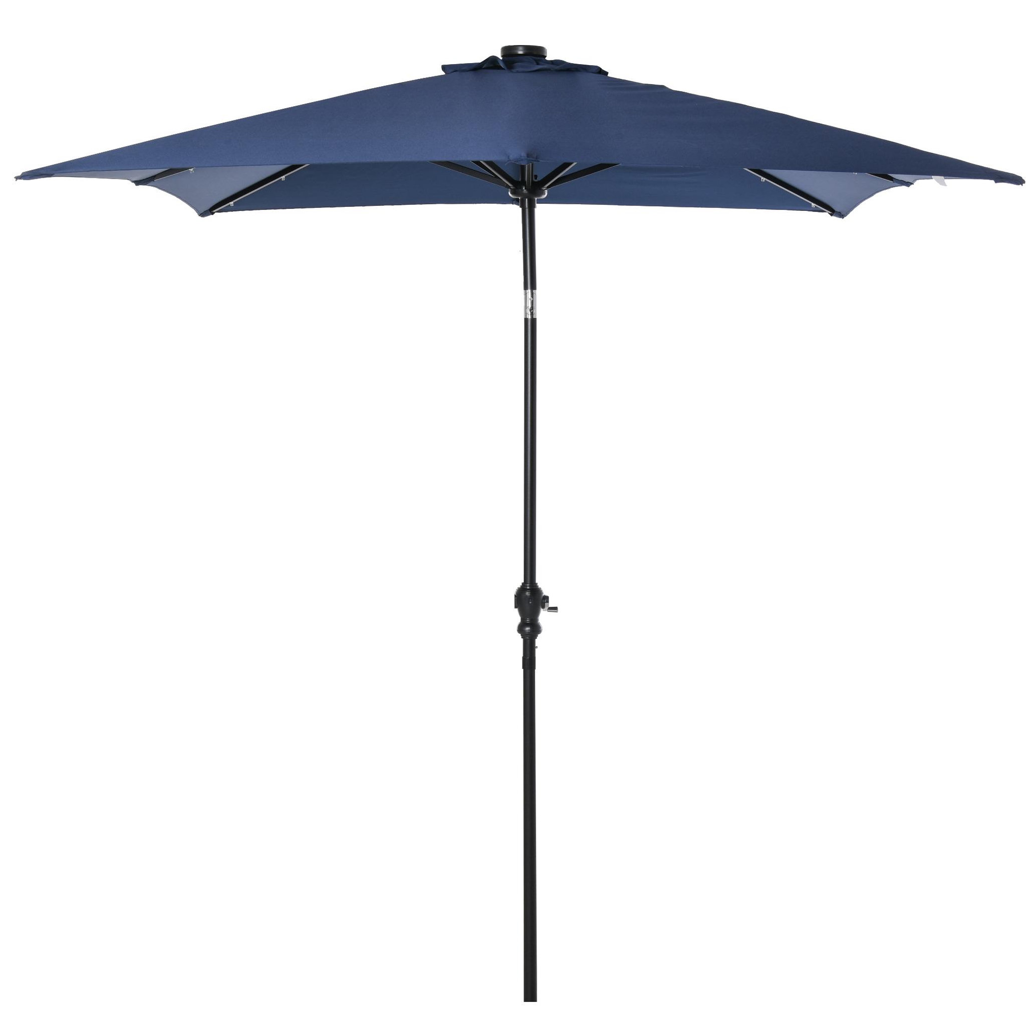 Voir la diapositive 1 : OUTSUNNY Parasol lumineux rectangulaire inclinable dim. 2,68L x 2,05l x 2,48H m parasol LED solaire métal polyester haute densité bleu