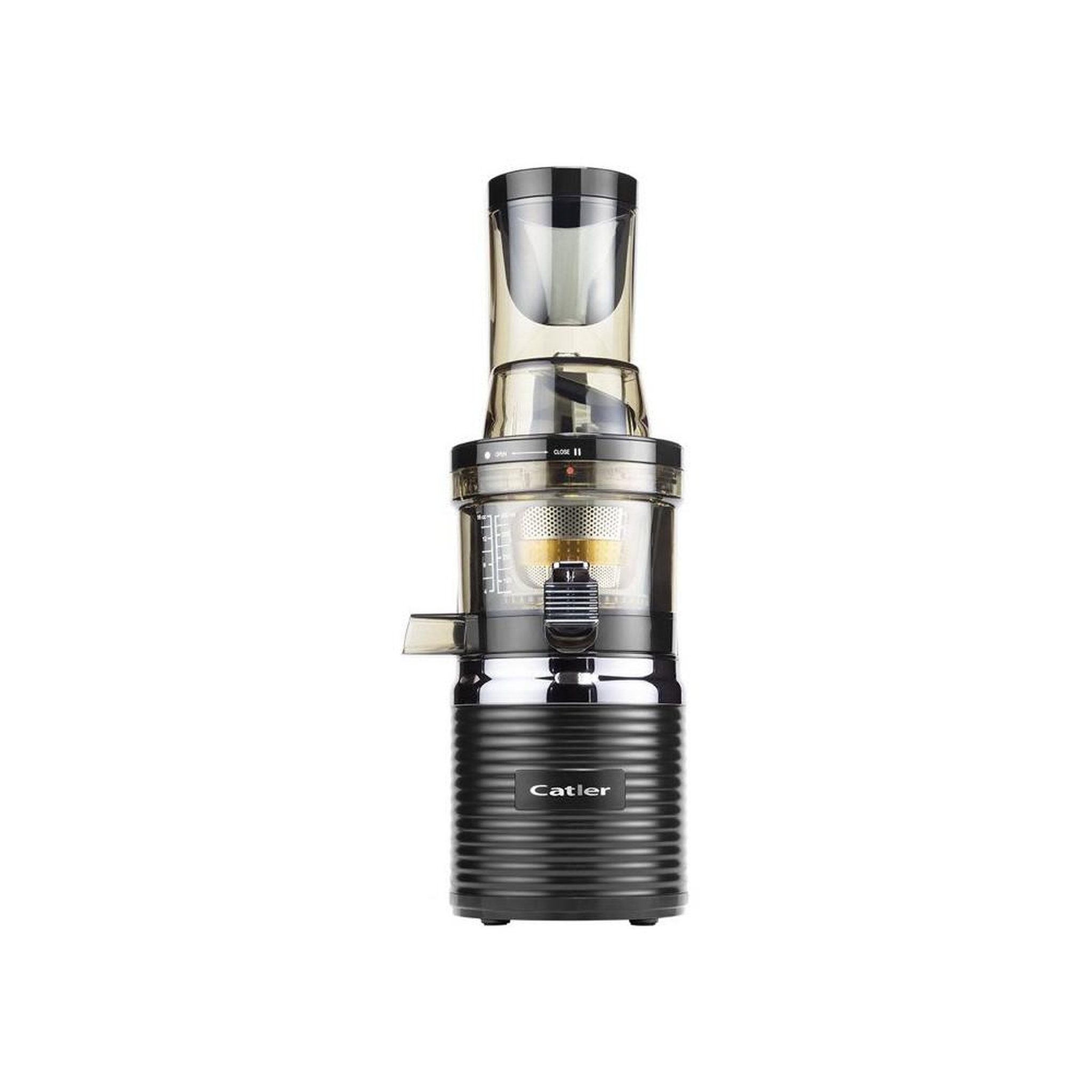 Presse-agrumes à extraction lente vertical 43 tr/min 200 W avec 3 filtres JS 8012, noir et argent