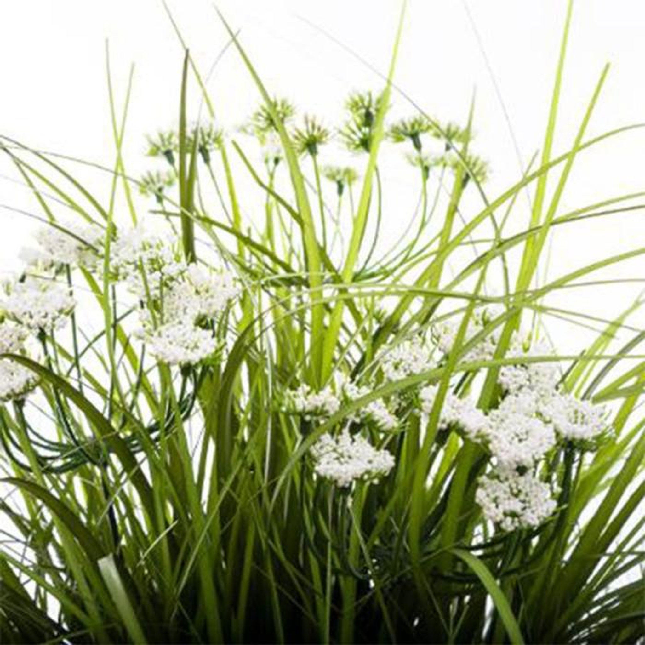 Voir la diapositive 2 : ATMOSPHERA Plante artificielle en pot  herbes folles  40cm blanc