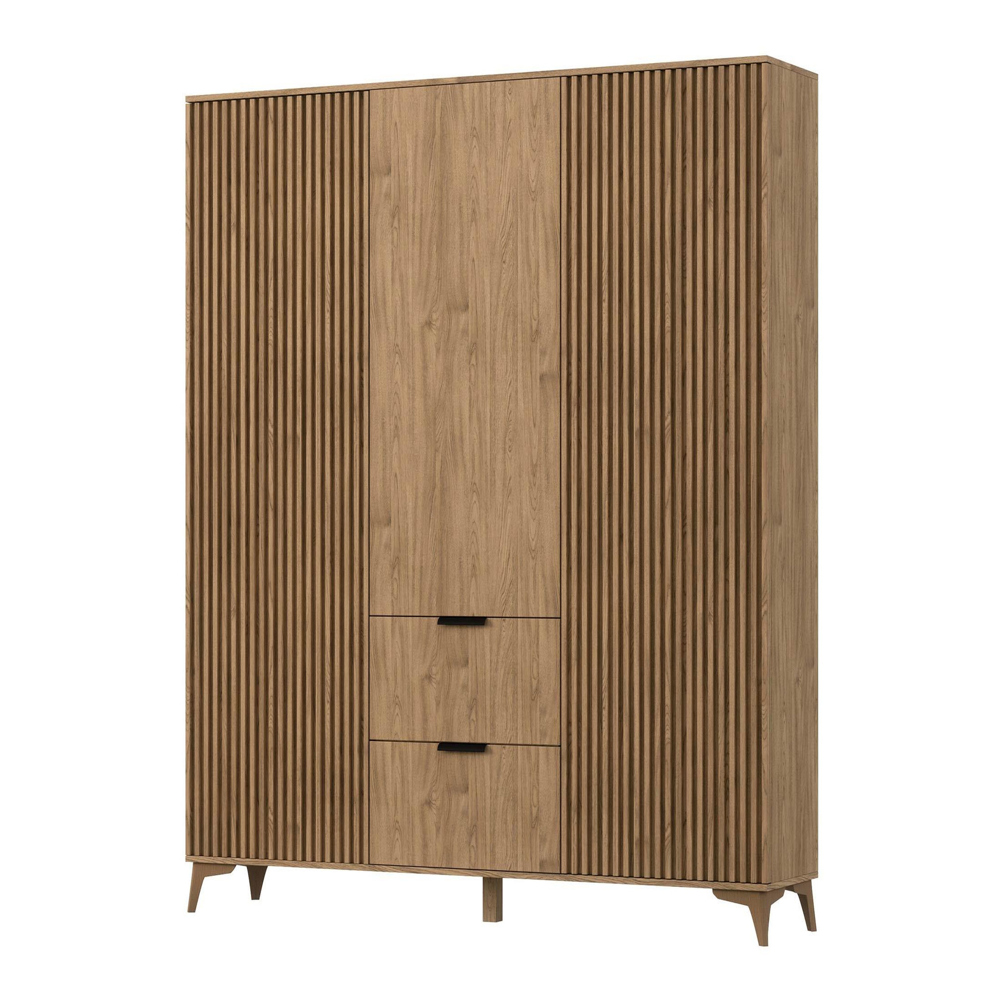 BEST MOBILIER Portmore - armoire - effet bois - 185x192 cm. Coloris disponibles : Marron