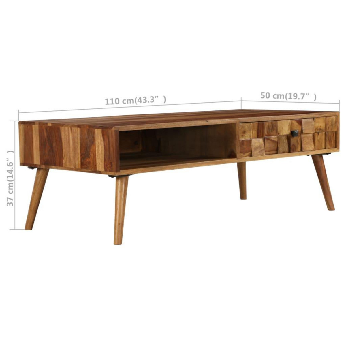 VIDAXL Table basse Bois massif avec finition miel 110x50x37 cm