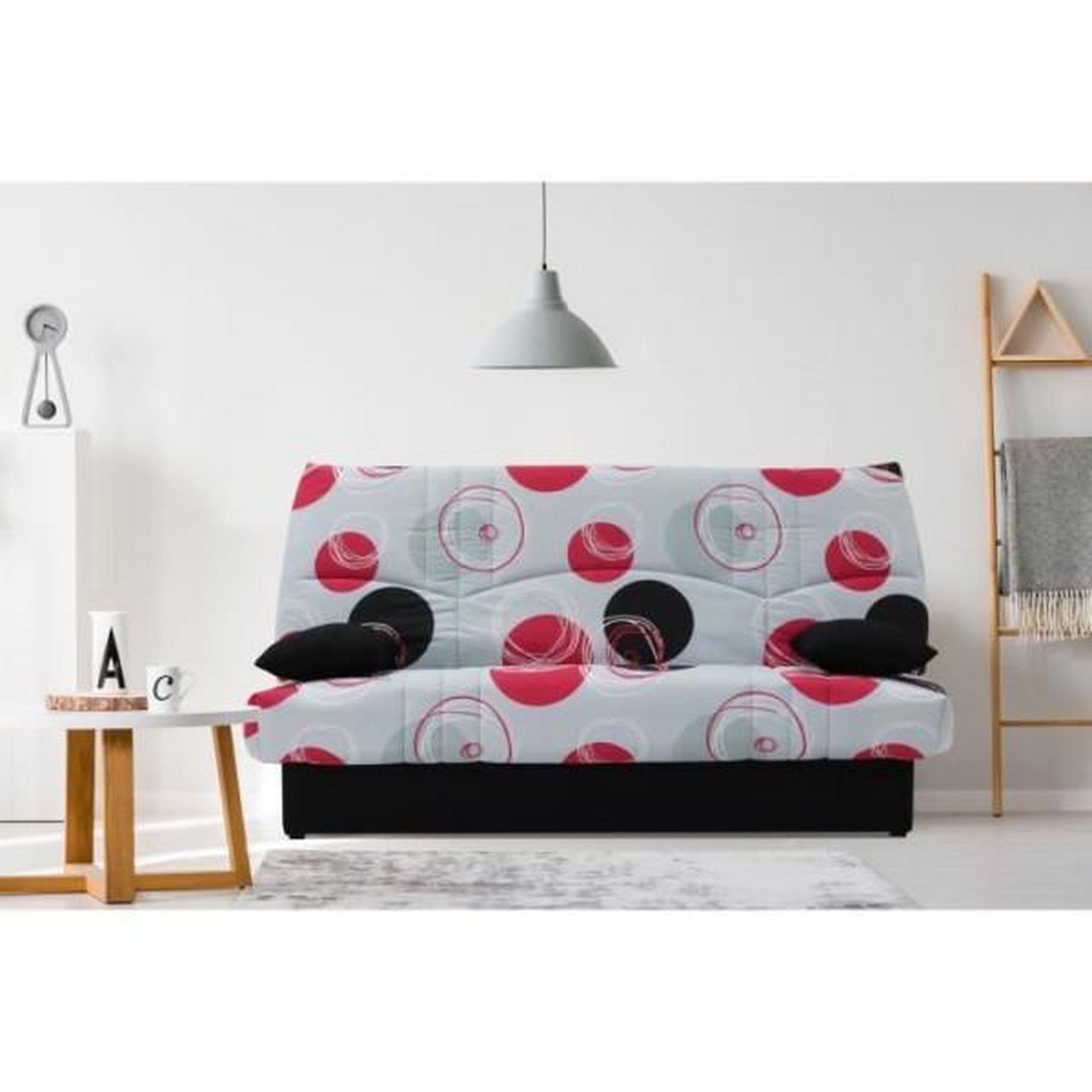 Voir la diapositive 2 : MARKET24 Clic clac 3 places DREAM - Tissu 100% Coton imprimé Planete - Couchage 125x190 cm - L190 x P92 x H96 cm
