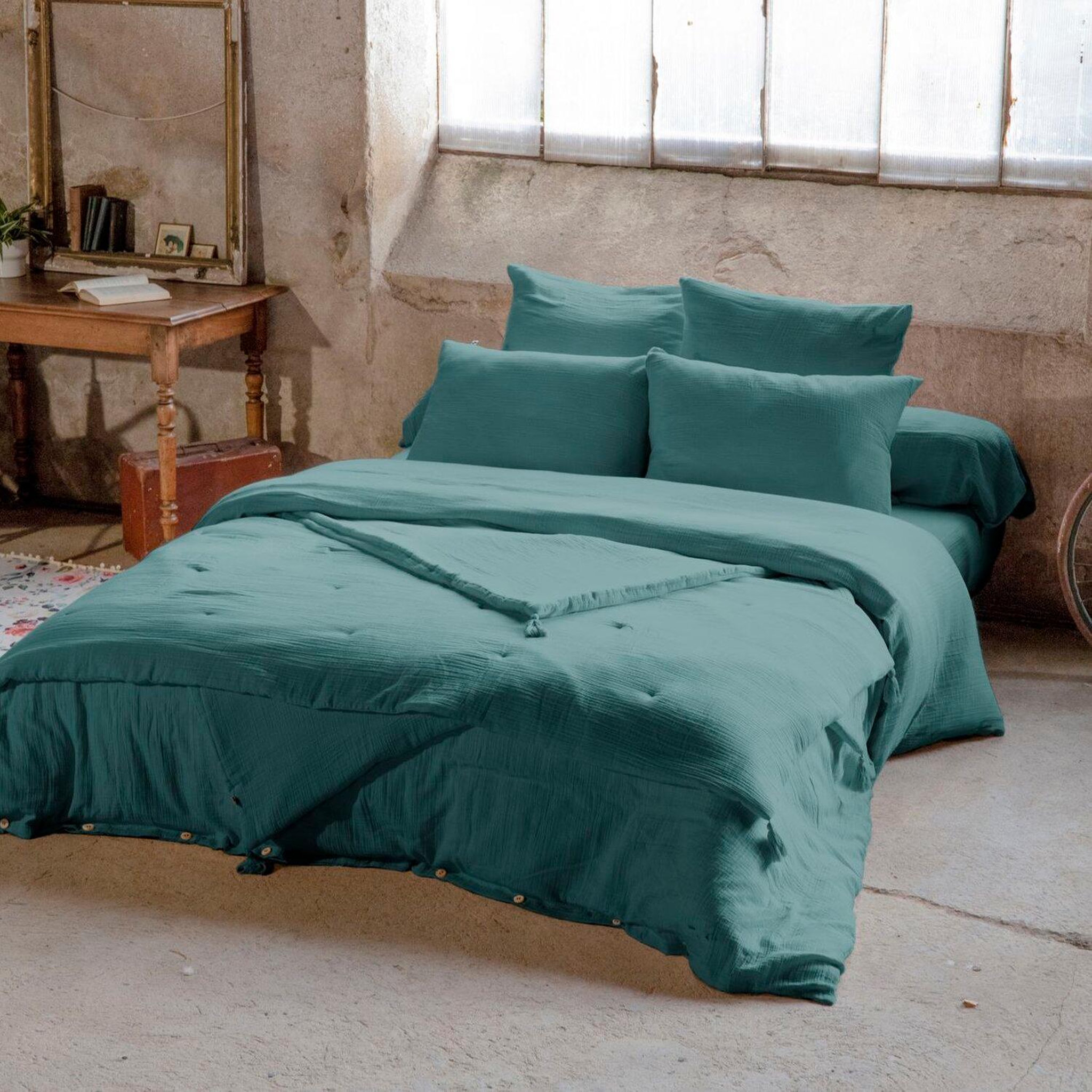 Voir la diapositive 2 : Home collection Taie d'oreiller 100% gaze de coton