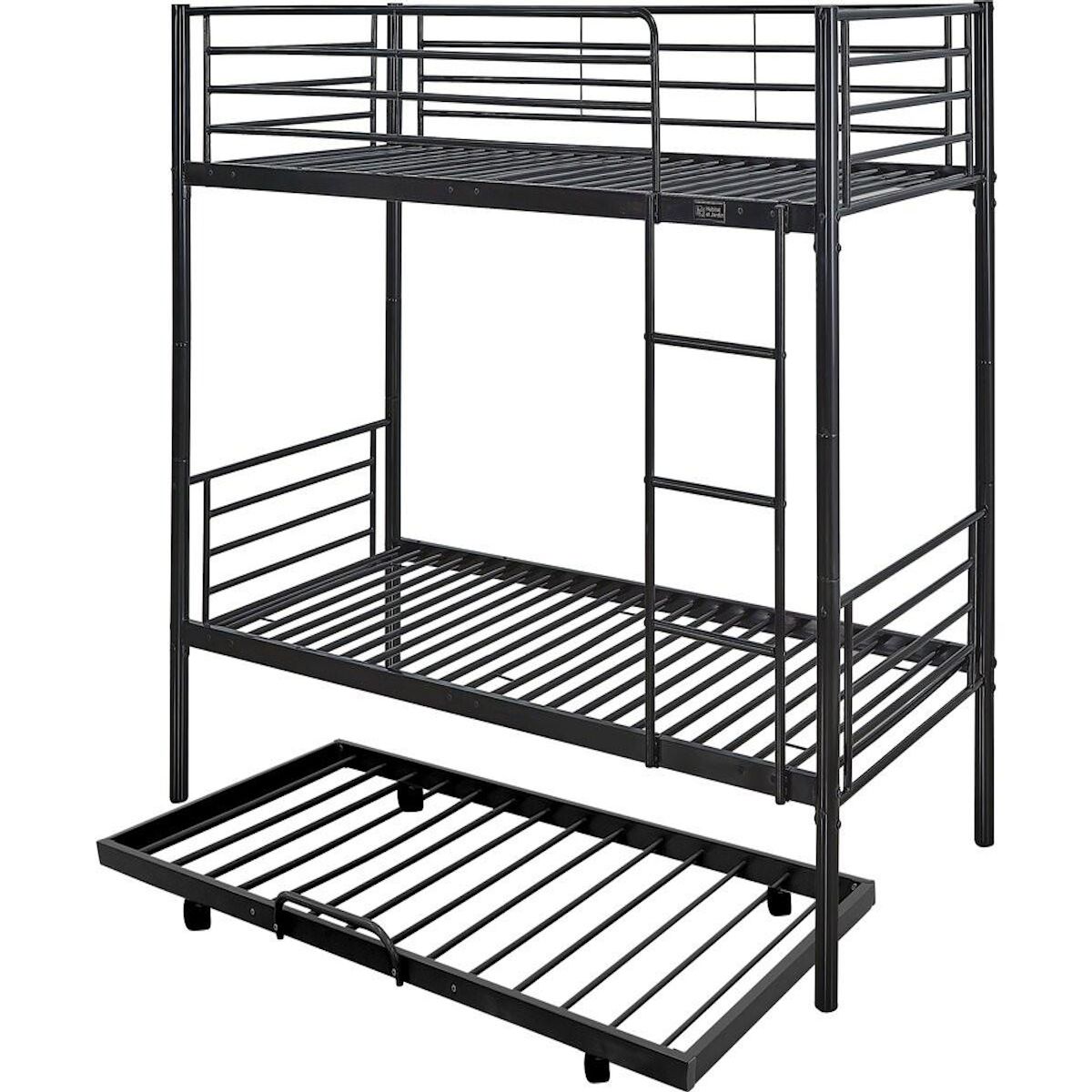 Habitat et Jardin Lit superposé avec tiroir gigogne  ADAM  -  90 x 190 cm - Métal - Noir