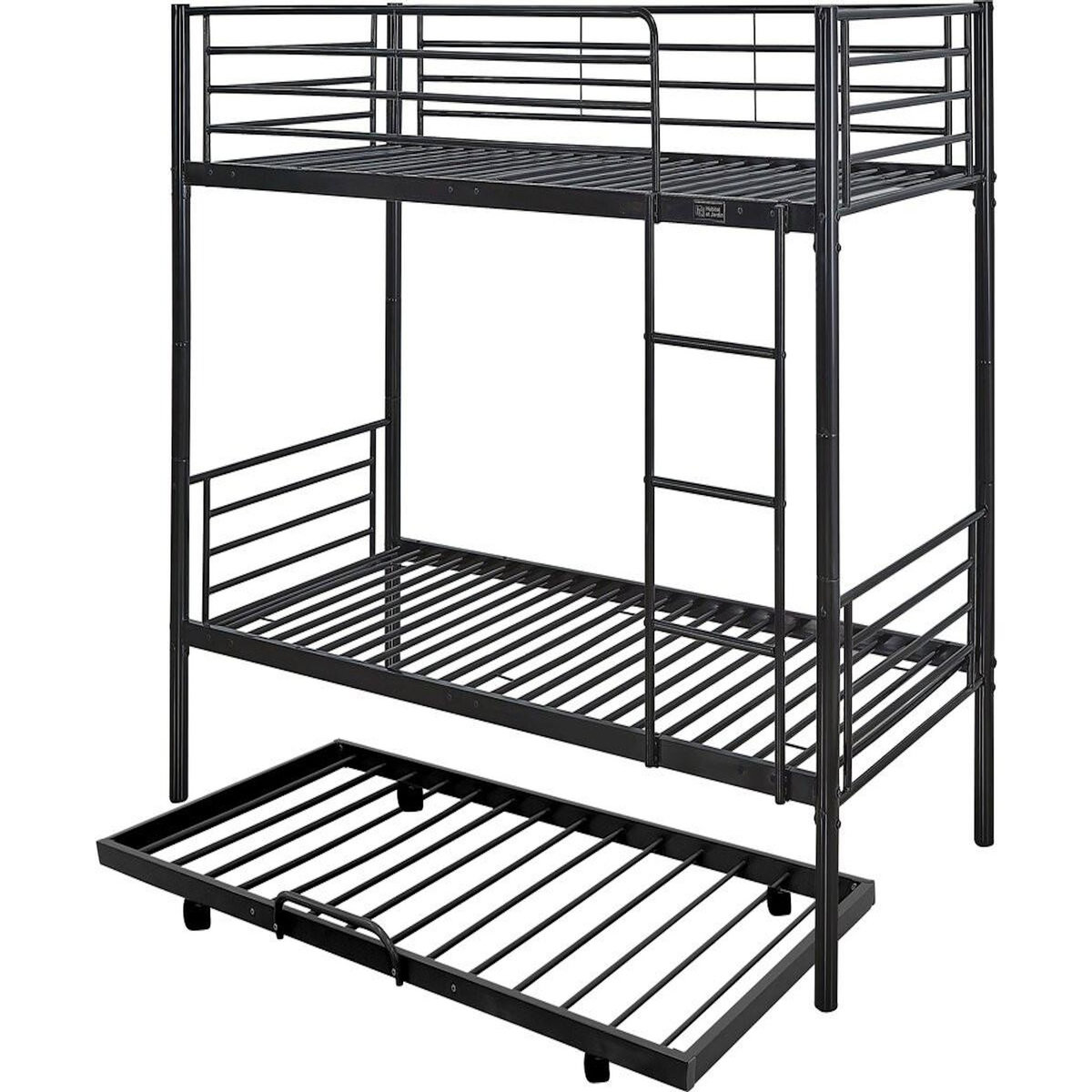 Habitat et Jardin Lit superposé avec tiroir gigogne  ADAM  -  90 x 190 cm - Métal - Noir