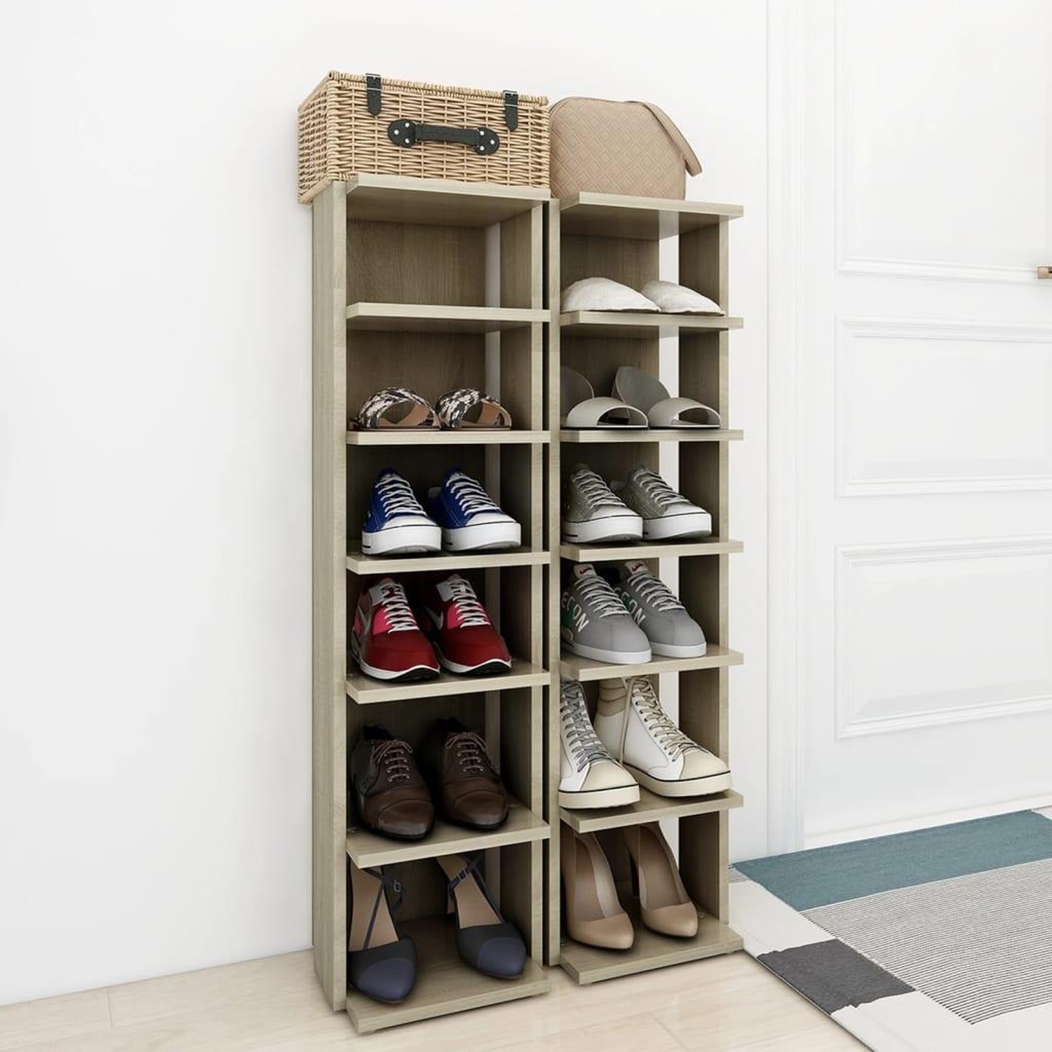 Voir la diapositive 3 : VIDAXL Armoires a chaussures 2 pcs Chene Sonoma 27,5x27x102 cm