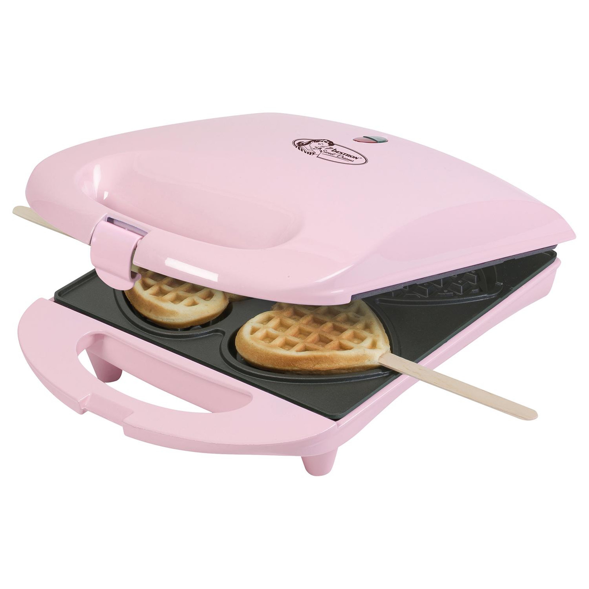 Bestron Gaufrier forme de 4 coeurs sur bâtonnets 780w rose - DSW271P