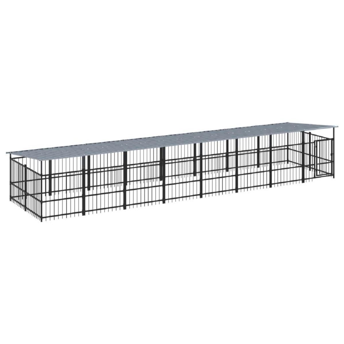 VIDAXL Chenil d'exterieur avec toit pour chiens Acier 15,02 m²