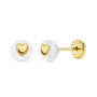 Voir la diapositive 1 : L'ATELIER D'AZUR Boucles d'Oreilles Or 18 Carats 750/000 Jaune - Perles de Culture et Coeur