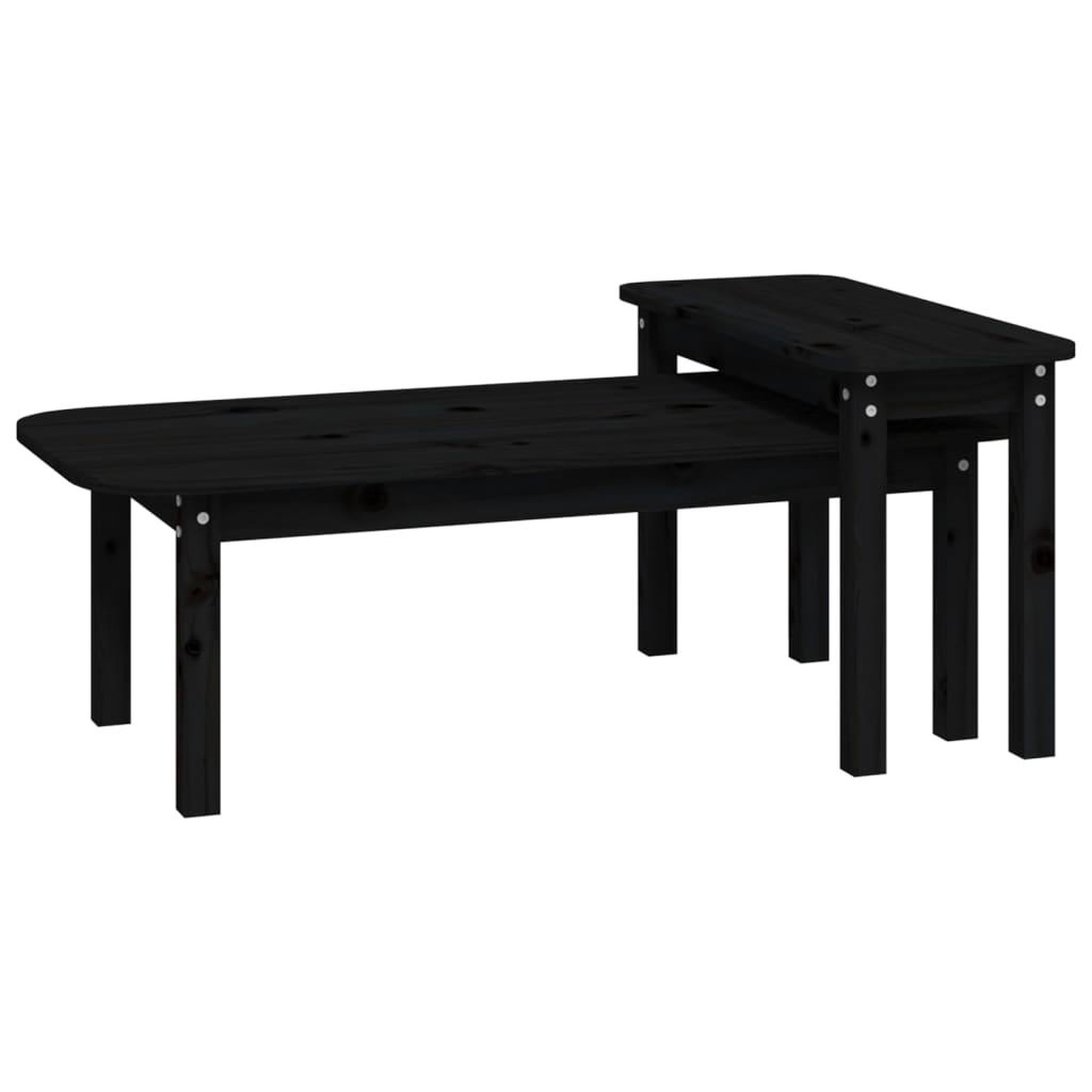 Voir la diapositive 2 : VIDAXL Ensemble de tables basses 2 pcs Noir Bois massif de pin