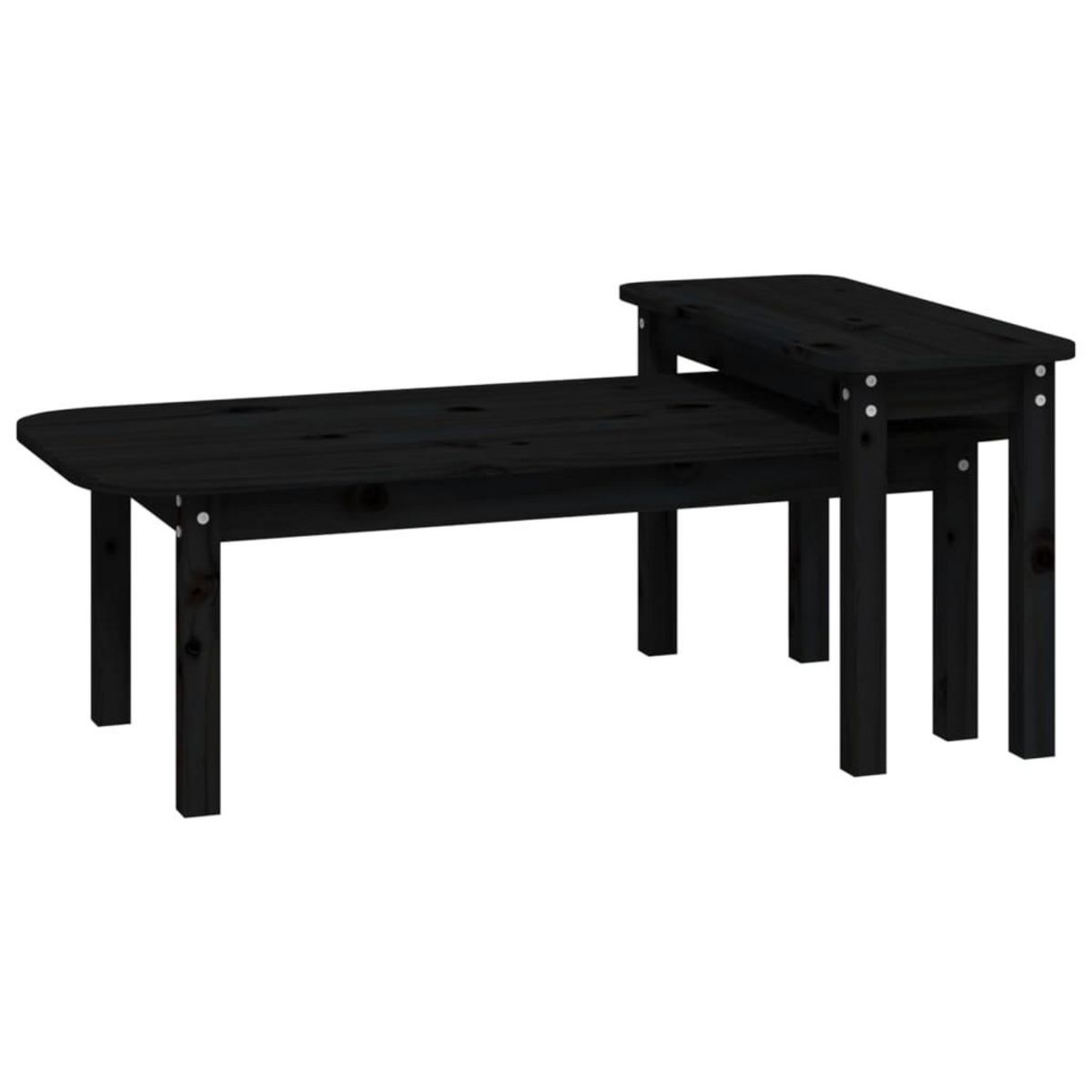 VIDAXL Ensemble de tables basses 2 pcs Noir Bois massif de pin