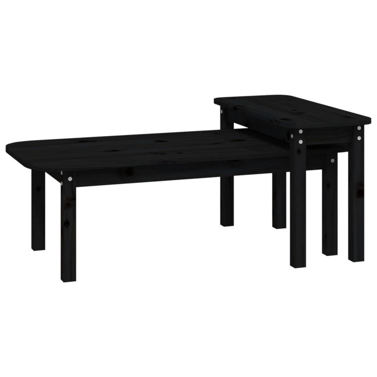 VIDAXL Ensemble de tables basses 2 pcs Noir Bois massif de pin