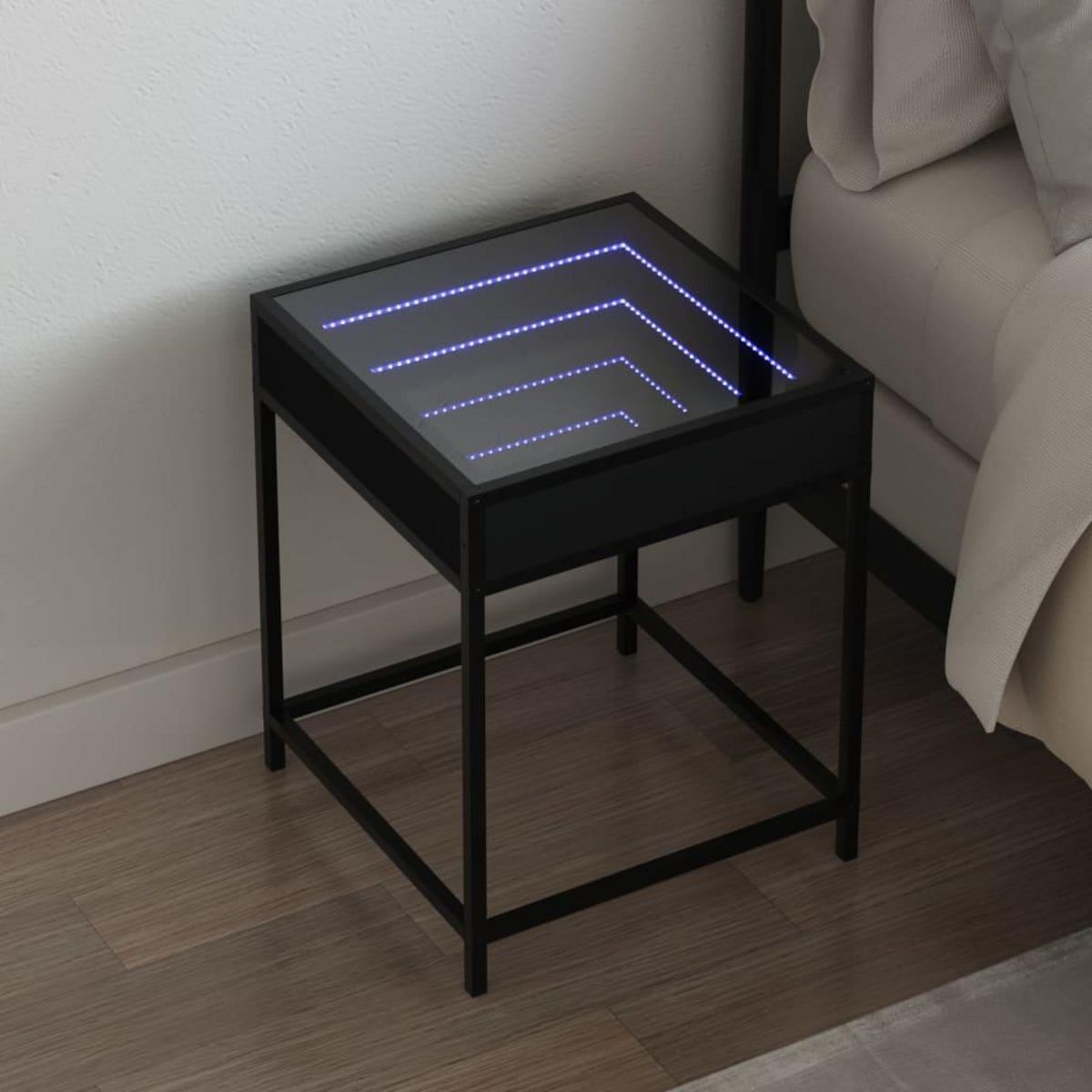VIDAXL Table de chevet avec LED infini noir 40x40x51 cm