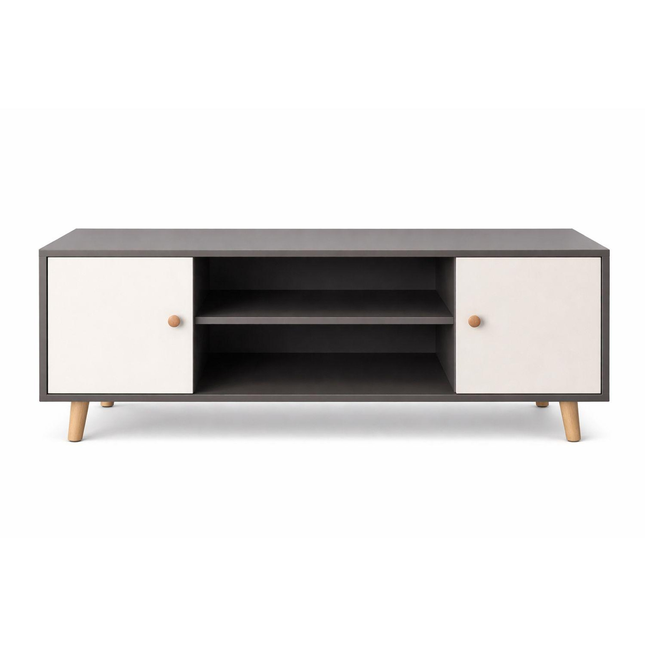 TOILINUX Meuble tv design samy - l. 120 x h. 50 cm - blanc et gris foncé