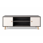 TOILINUX Meuble TV design Samy - L. 120 x H. 50 cm - Blanc et gris foncé