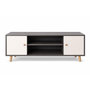 Voir la diapositive 1 : TOILINUX Meuble TV design Samy - L. 120 x H. 50 cm - Blanc et gris foncé