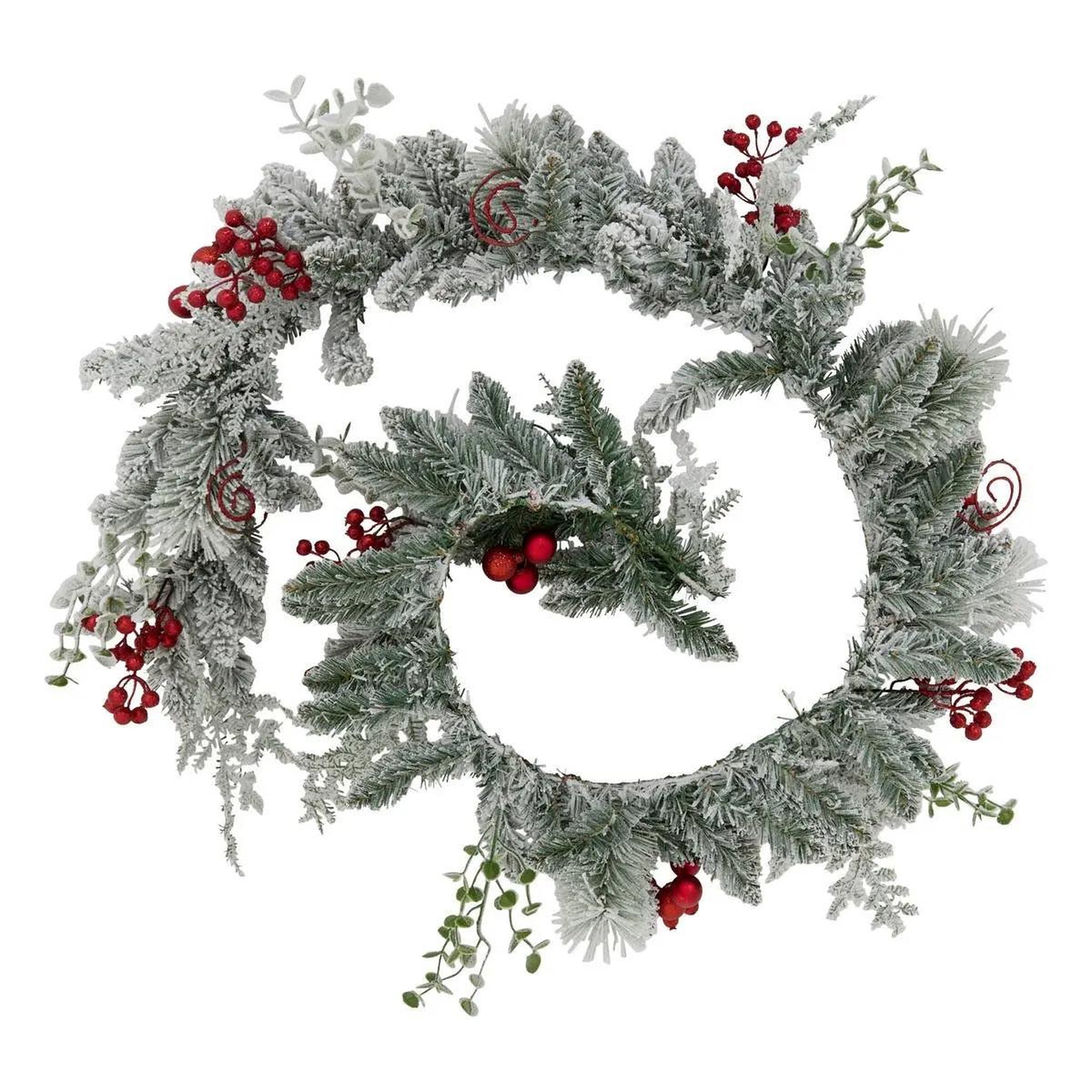 ATMOSPHERA Guirlande de noël enneigée  baies  180cm multicolore