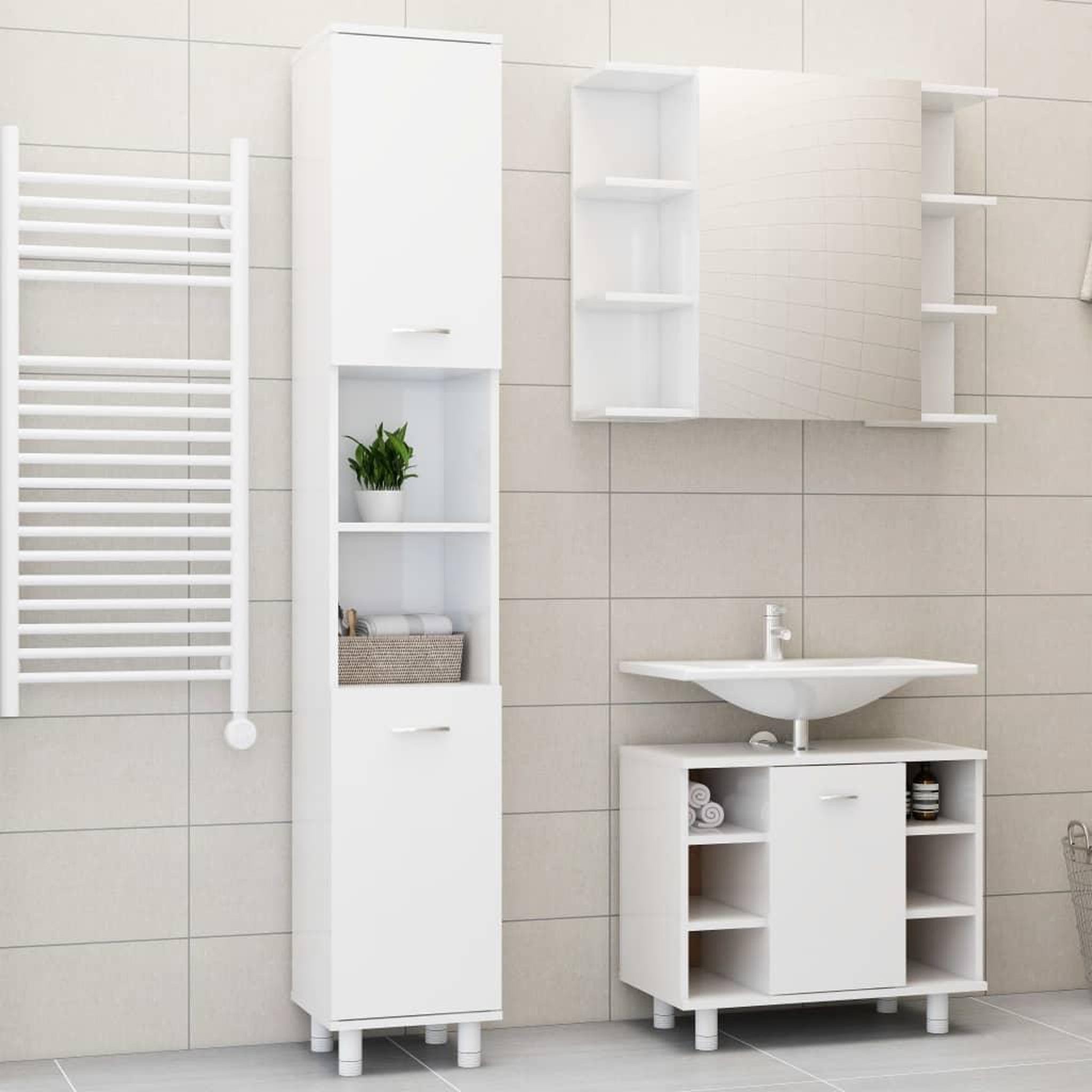 Voir la diapositive 1 : VIDAXL Ensemble de meubles de bain 3pcs Blanc brillant Bois ingenierie