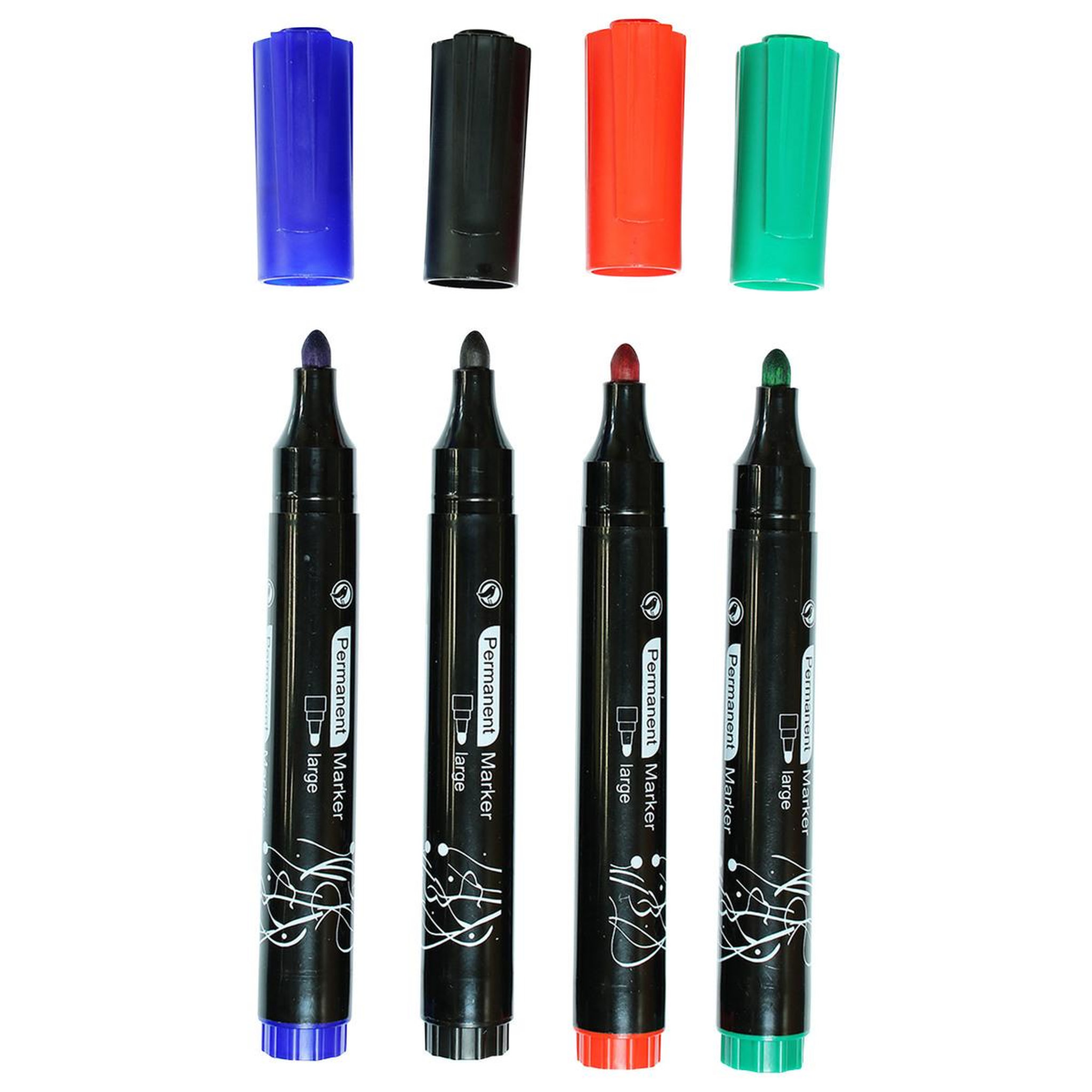 Voir la diapositive 3 : AUCHAN Lot de 4 marqueurs permanents pointe ogive