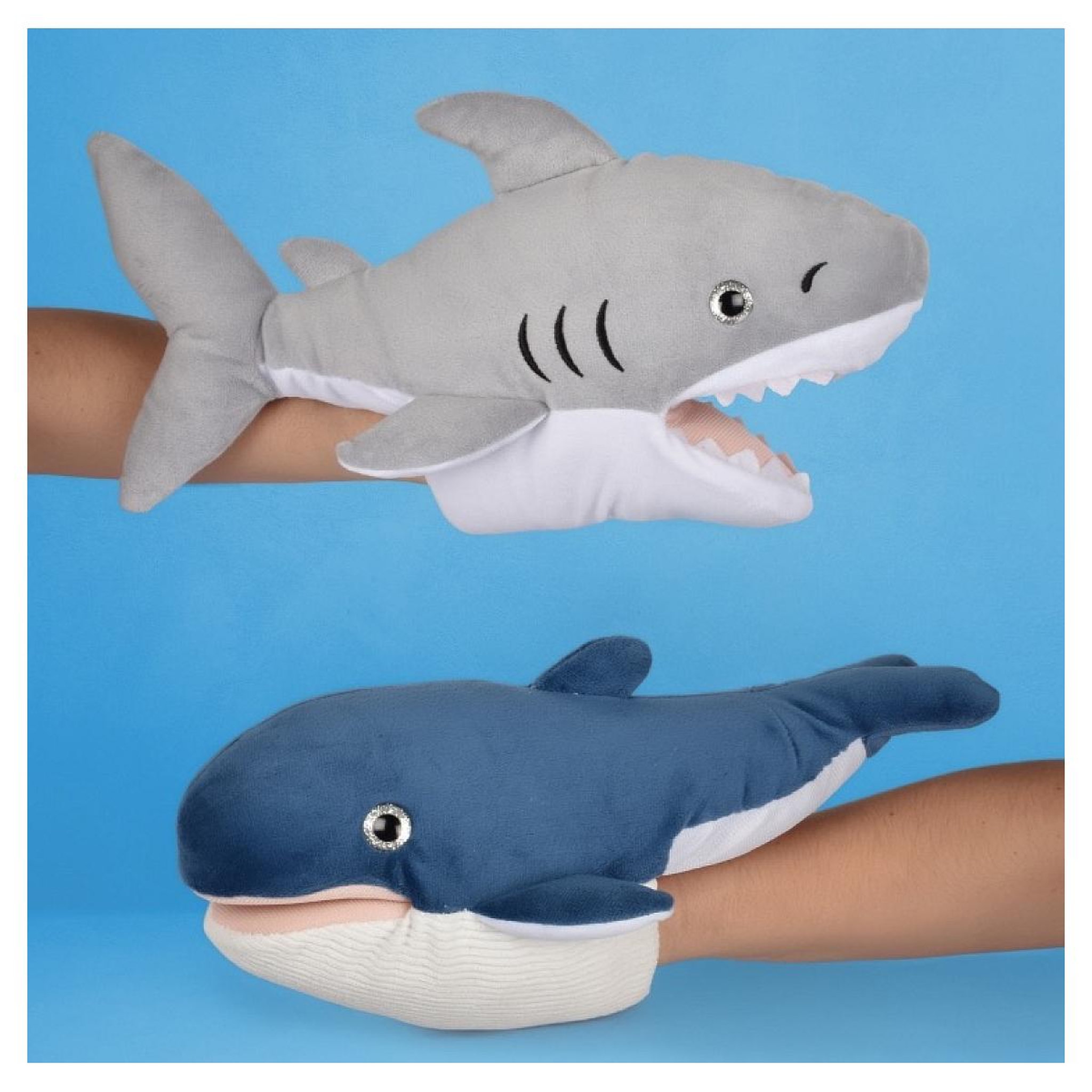 Voir la diapositive 2 : Histoire D'Ours Marionnette Baleine bleue 30cm - Tresors Marins
