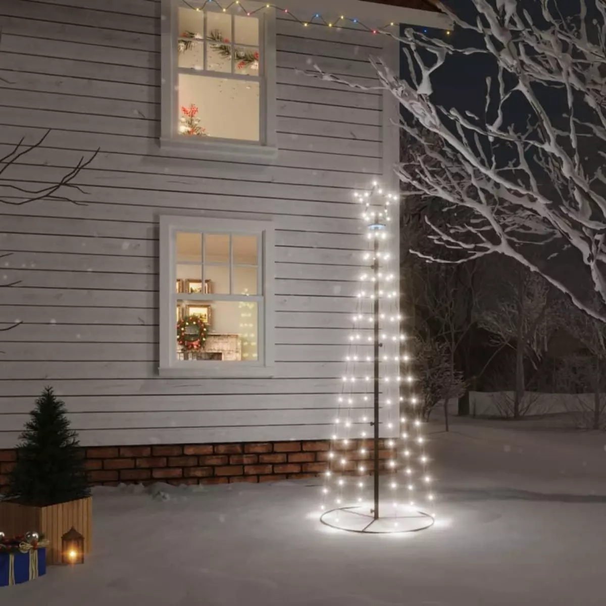 VIDAXL Arbre de Noël cone 108 LED Blanc froid 70x180 cm