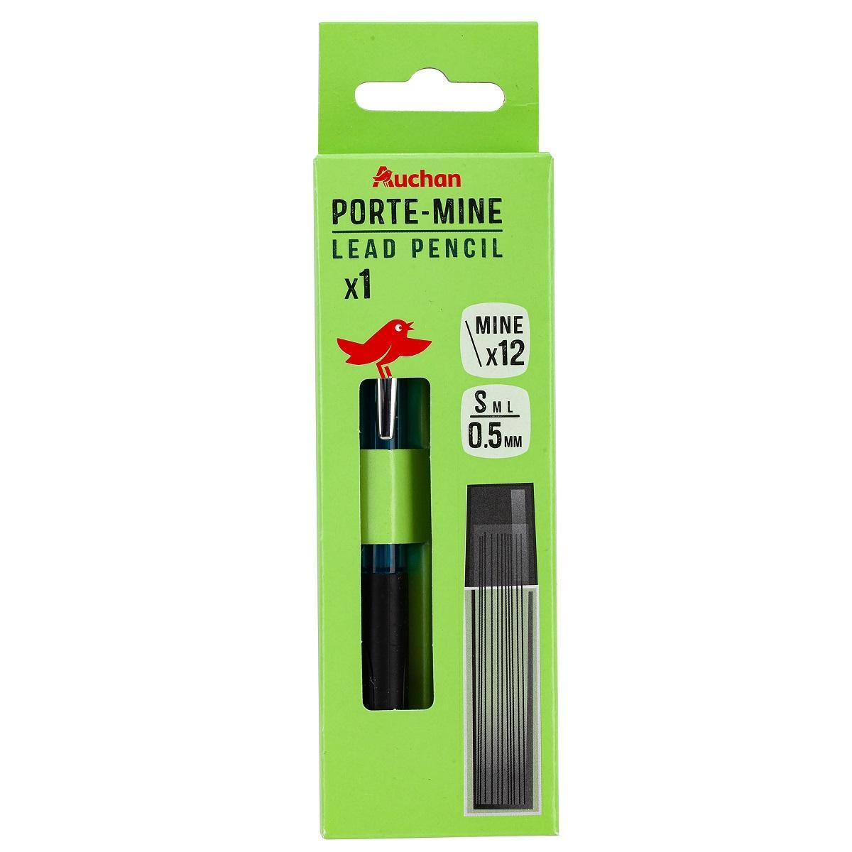AUCHAN Lot de 1 porte-mine 0.5mm + 12 mines bleu clair