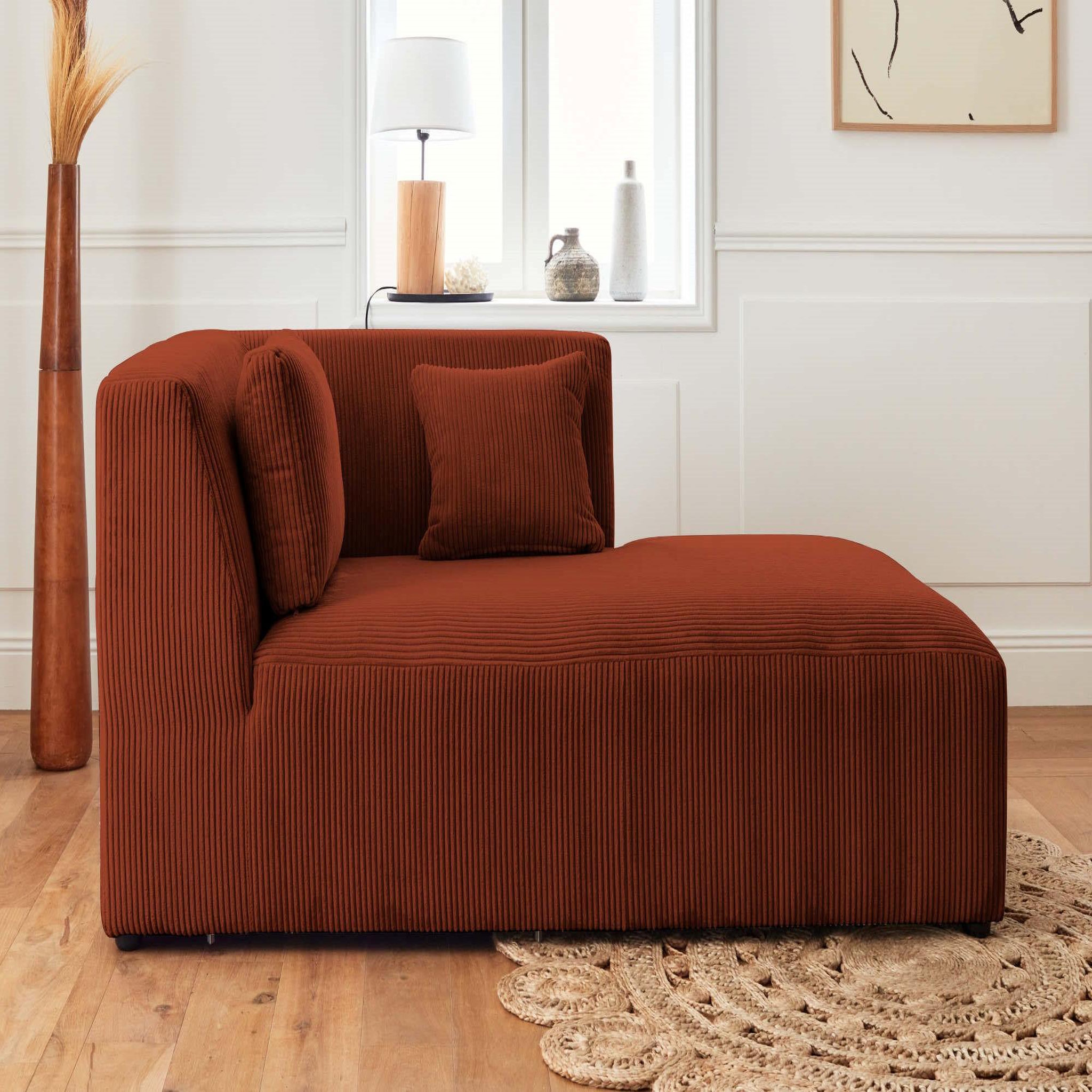 Voir la diapositive 6 : LISA DESIGN Victoire - canapé modulable d'angle droit - 5 places - en velours côtelé