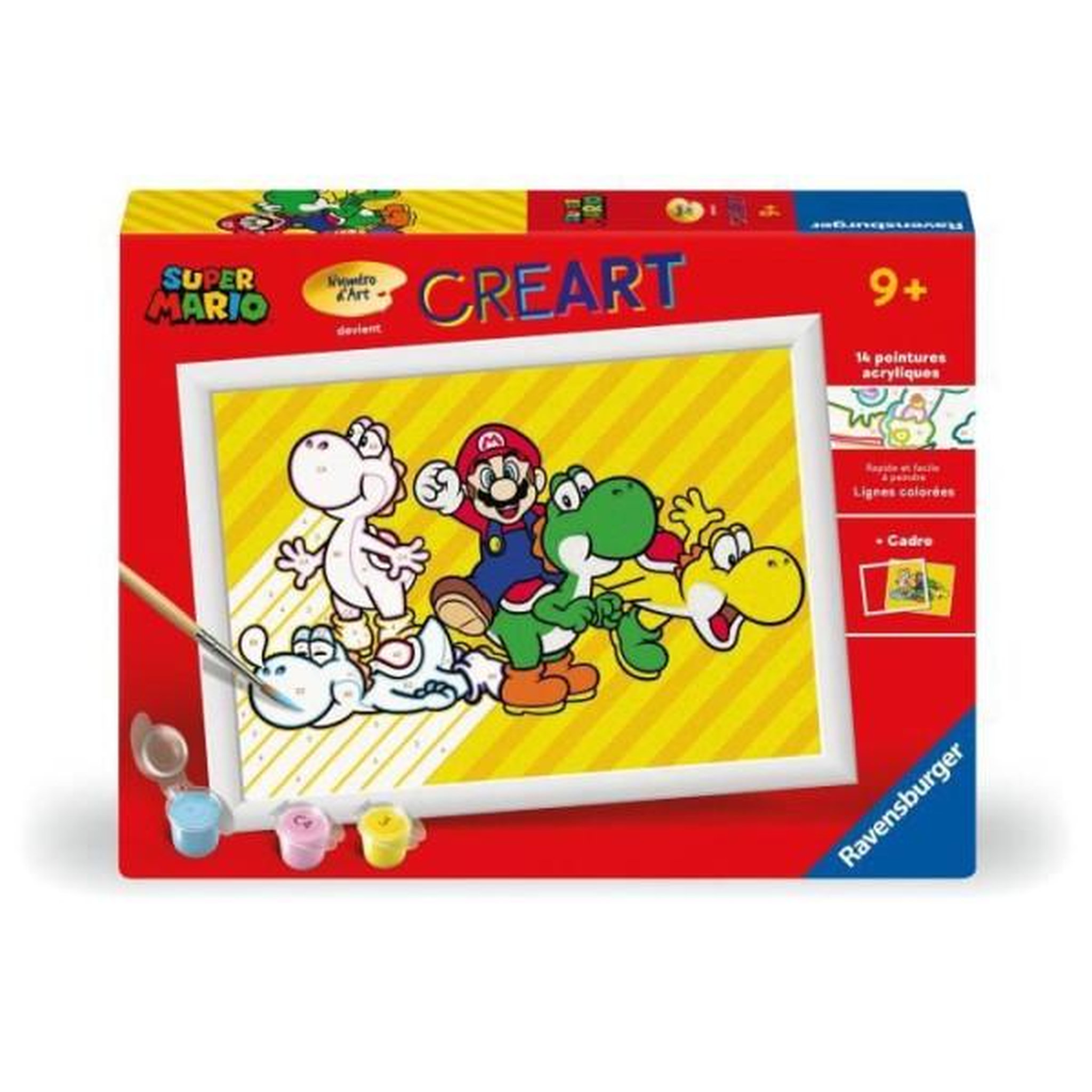 RAVENSBURGER Creart kids 18x24cm super mario, kit de peinture par numéros numéro d'art, des 7 ans, 25529, ravensburger