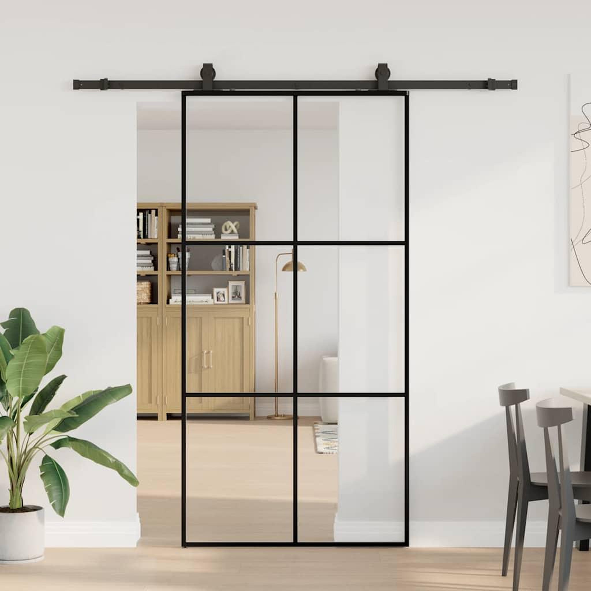 VIDAXL Porte coulissante kit de quincaillerie noir 102x205cm verre ESG