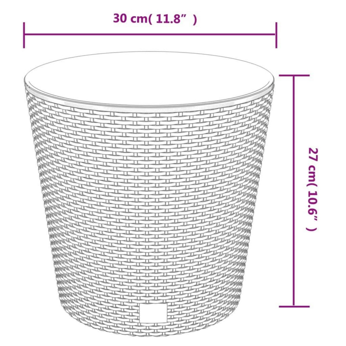 VIDAXL Jardiniere et interieur amovible blanc 15 /15,3 L rotin PP