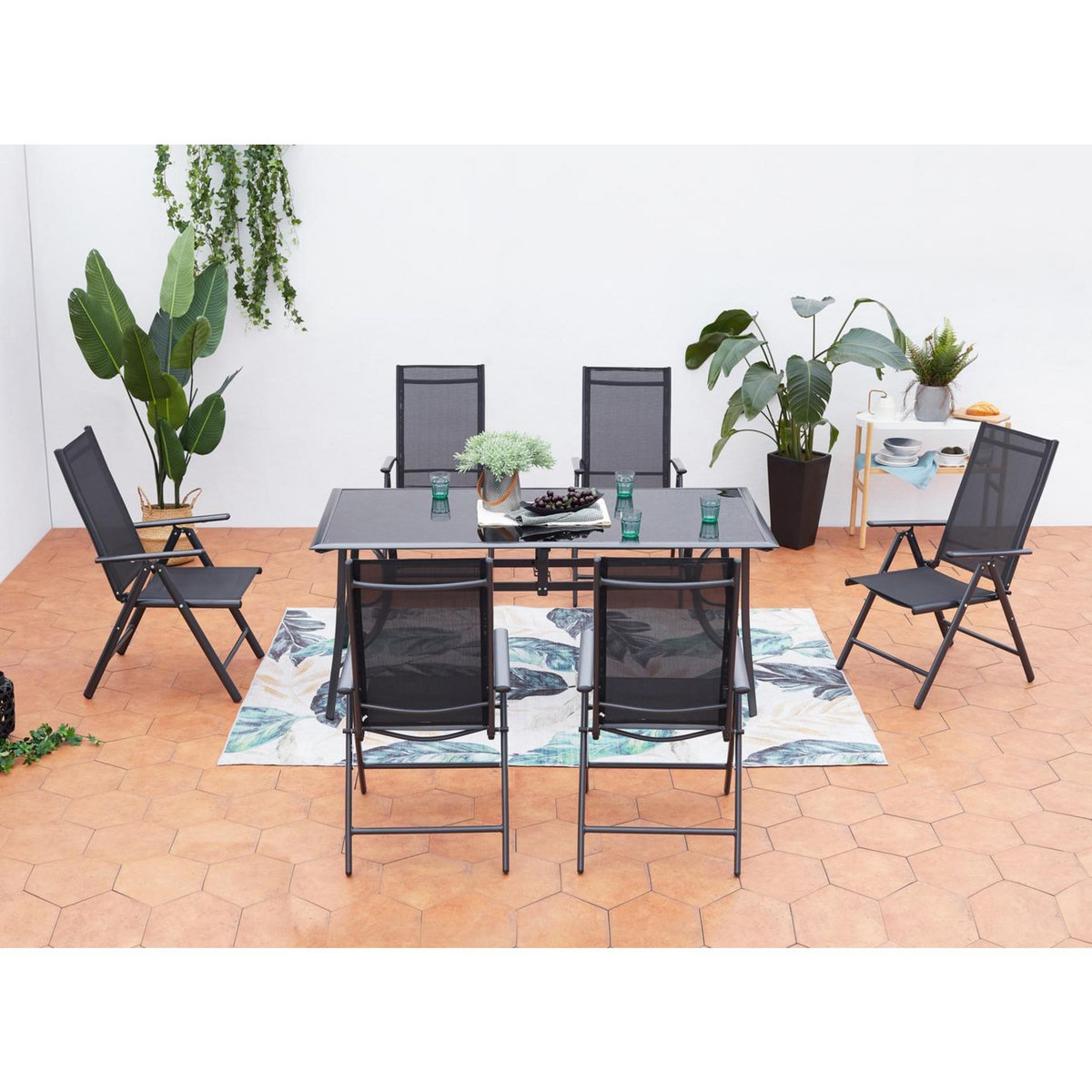 CONCEPT USINE Table de jardin et 6 chaises en aluminium RIMINI