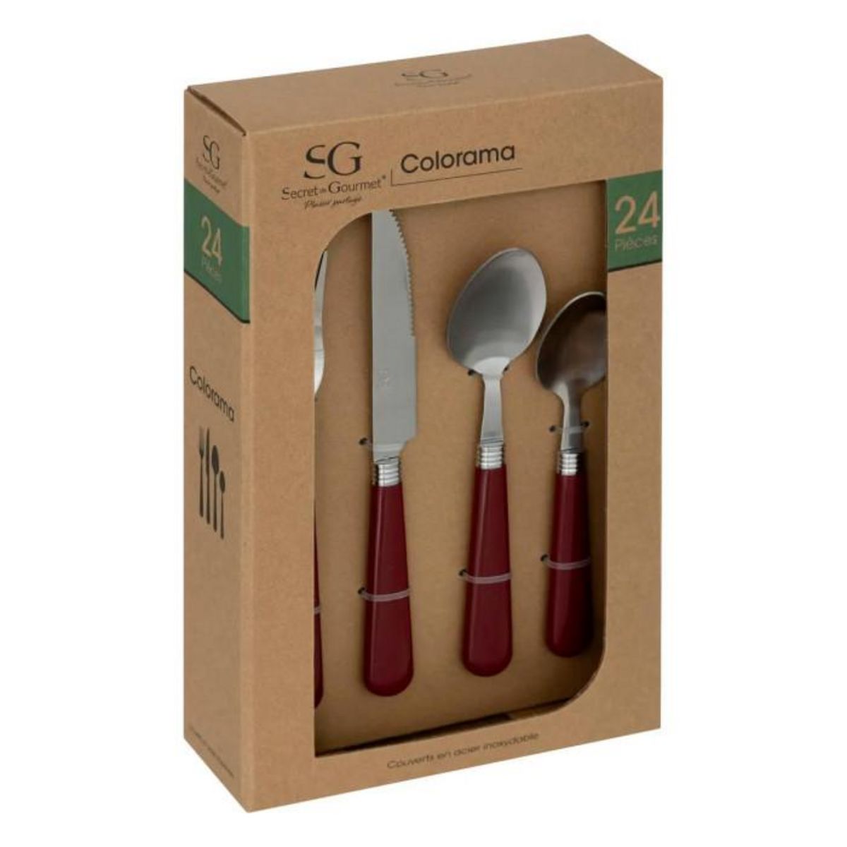 SECRET DE GOURMET Ménagère 24 Pièces  Colorama  24cm Rouge
