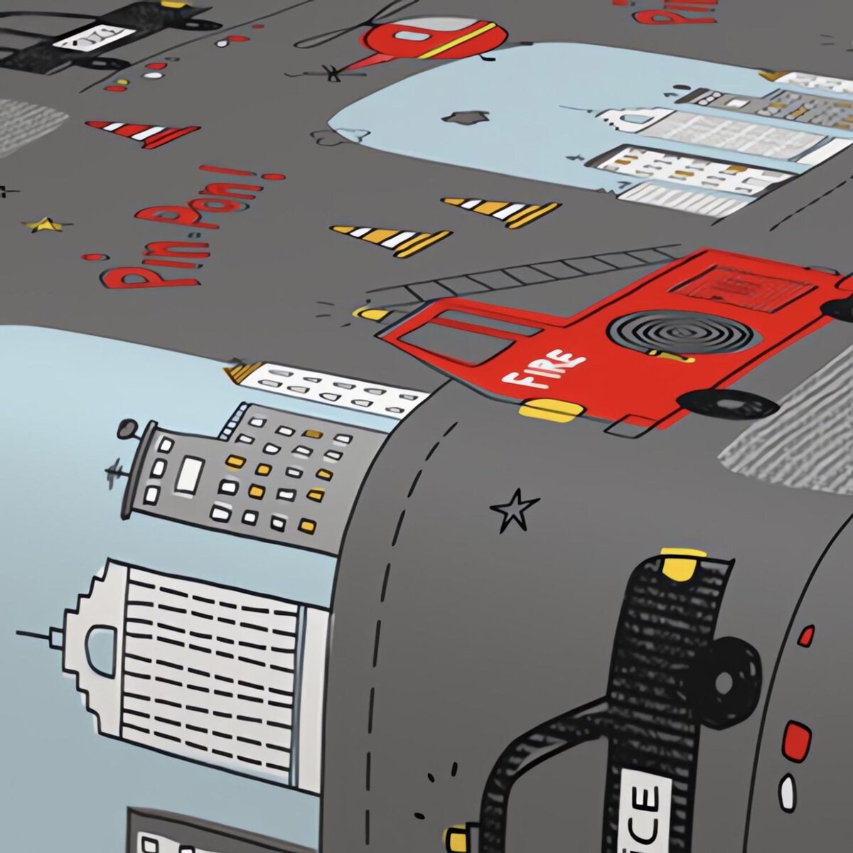 SOLEIL D'OCRE Parure de draps 180x290 cm POMPIERS, 100% coton 57 fils/cm2, par Soleil d'Ocre