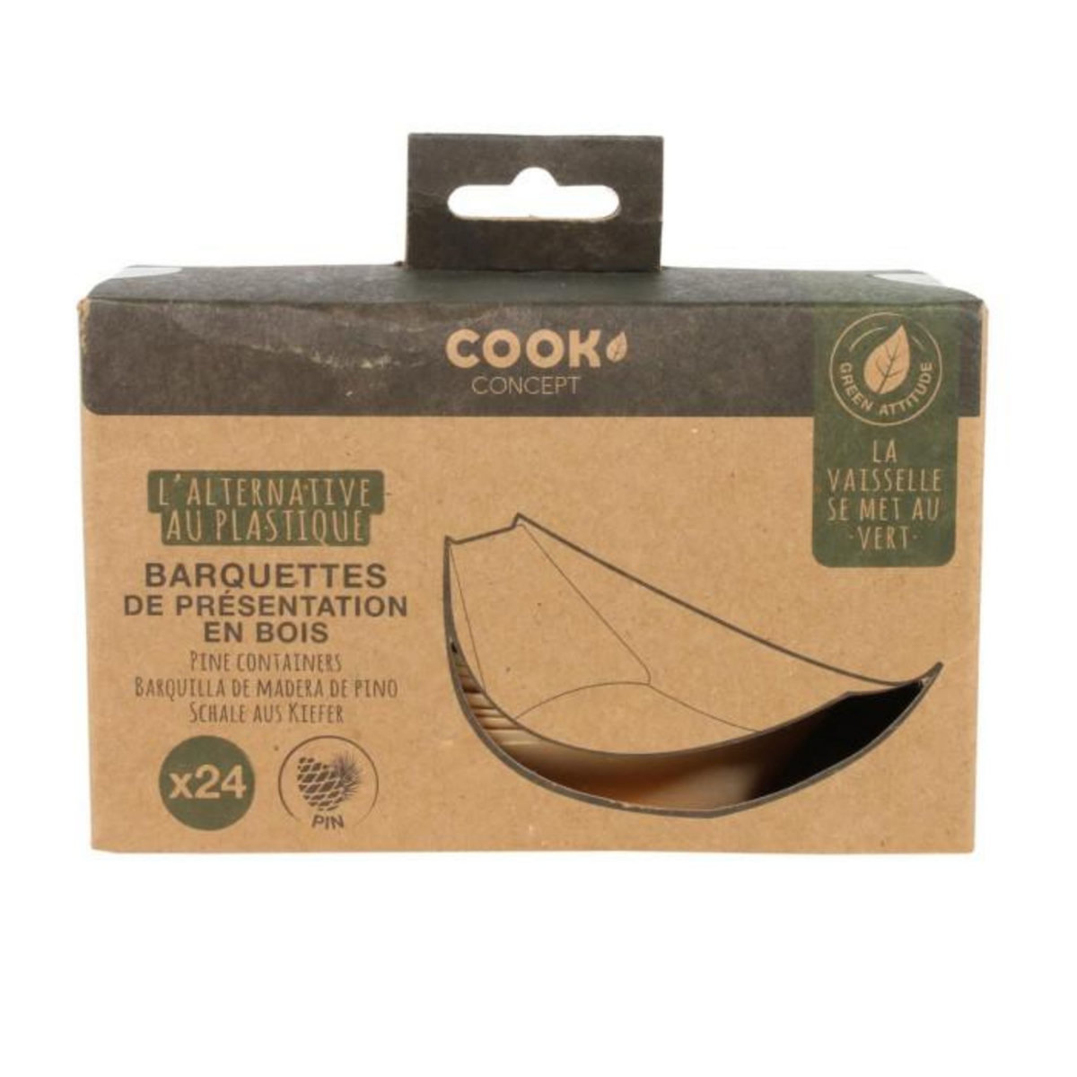 Paris Prix Lot de 24 Barquettes Carton  Bateau  13cm Naturel