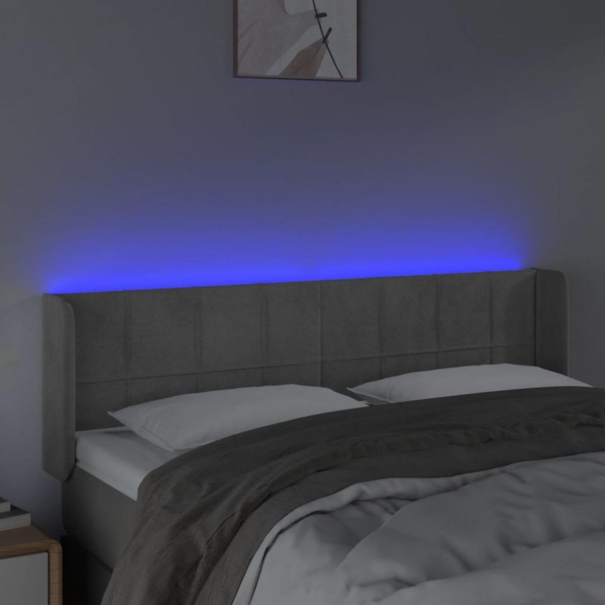 VIDAXL Tete de lit a LED Gris clair 147x16x78/88 cm Velours