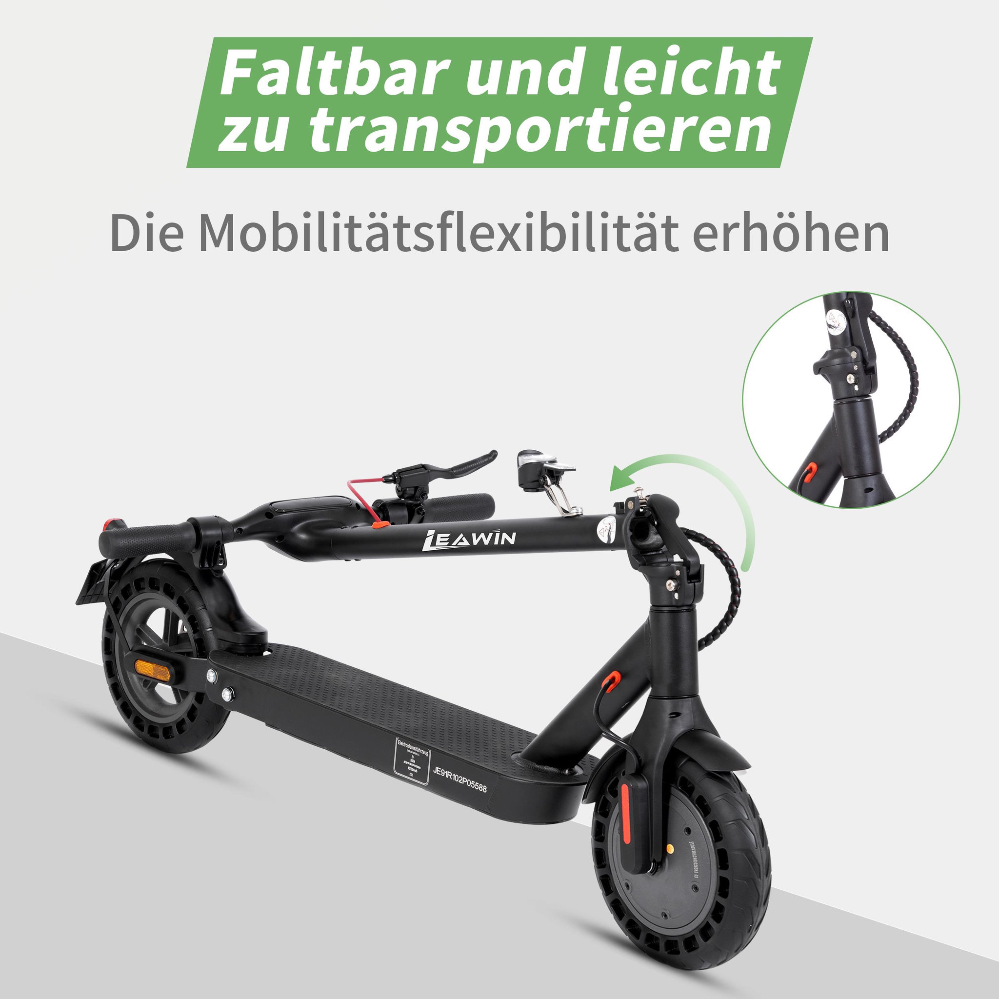 Voir la diapositive 6 : LEAWIN Trottinette électrique leawin e9t, 25 cm, vitesse max. 20 km/h, contrôle via application