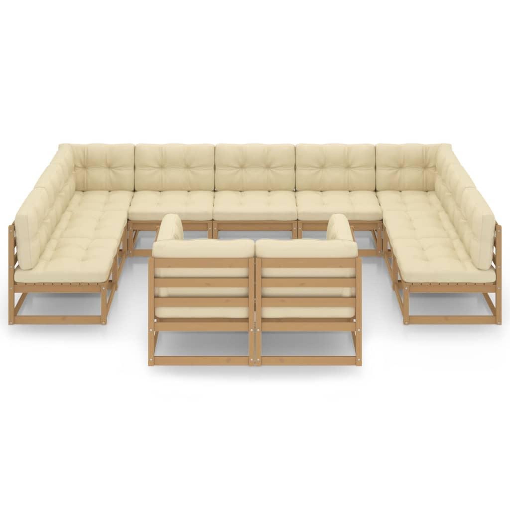Voir la diapositive 3 : VIDAXL Salon de jardin 11 pcs avec coussins Marron miel Bois de pin