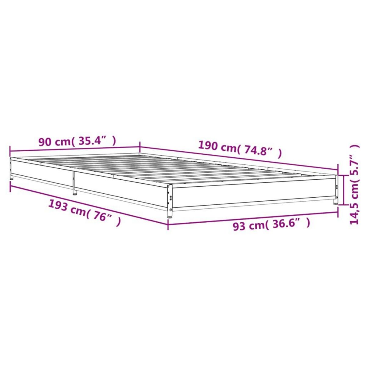 VIDAXL Cadre de lit sans matelas sonoma gris 90x190 cm