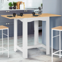 Voir la diapositive 2 : ID MARKET Table haute de bar extensible DONA 2 à 4 personnes blanche plateau façon hêtre 65-130 cm