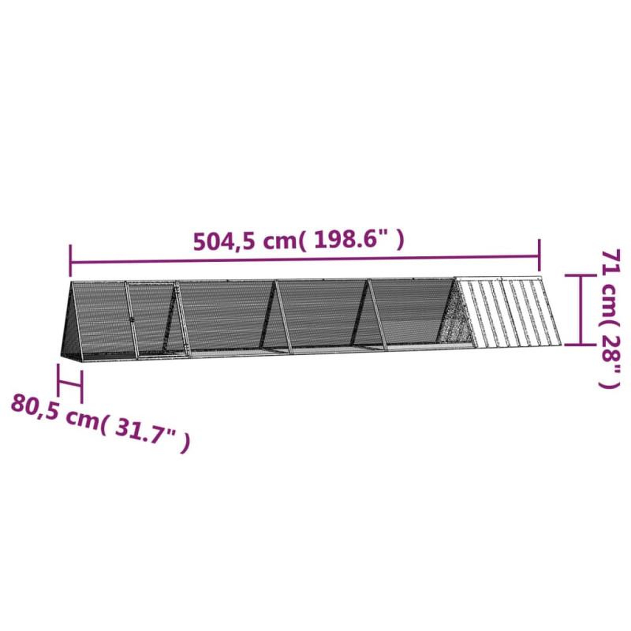 Voir la diapositive 6 : VIDAXL Cage pour lapin Gris 504,5x80,5x71 cm Acier galvanisé