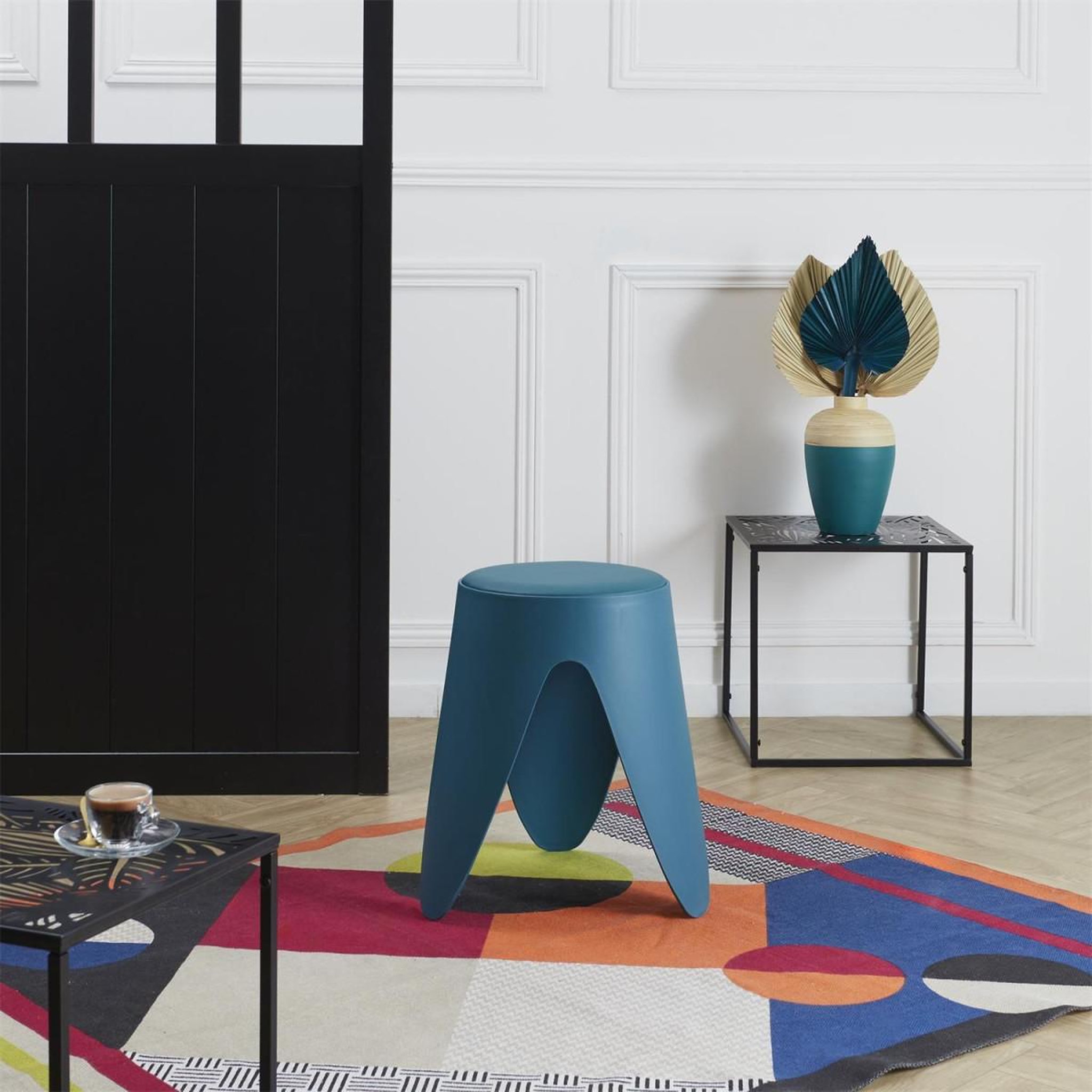 Voir la diapositive 5 : The Home Deco Factory Lot de 6 tabourets empilables  eve  46cm bleu canard