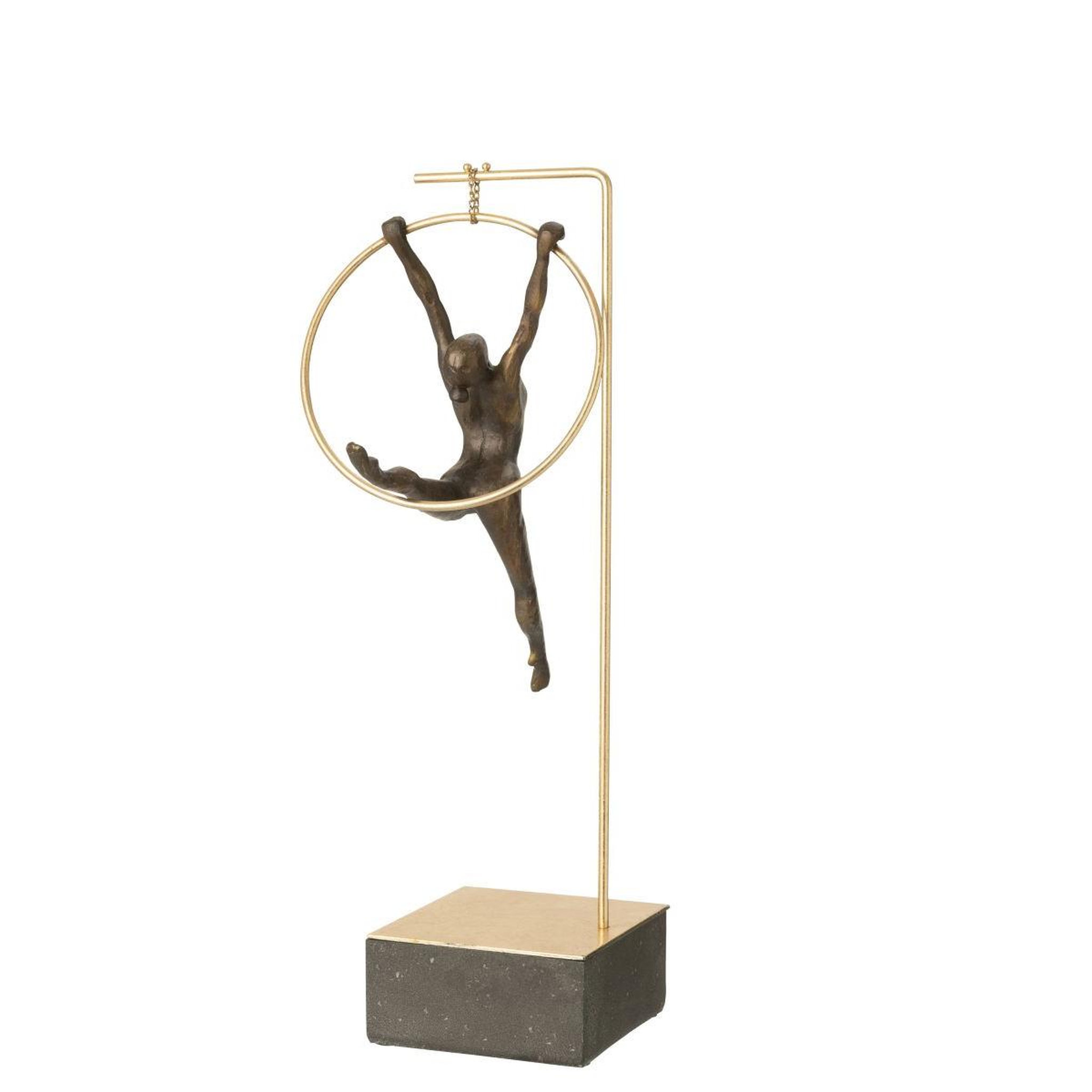 Voir la diapositive 2 : J-LINE Gymnaste cerceau sur socle  beta  48cm doré & noir