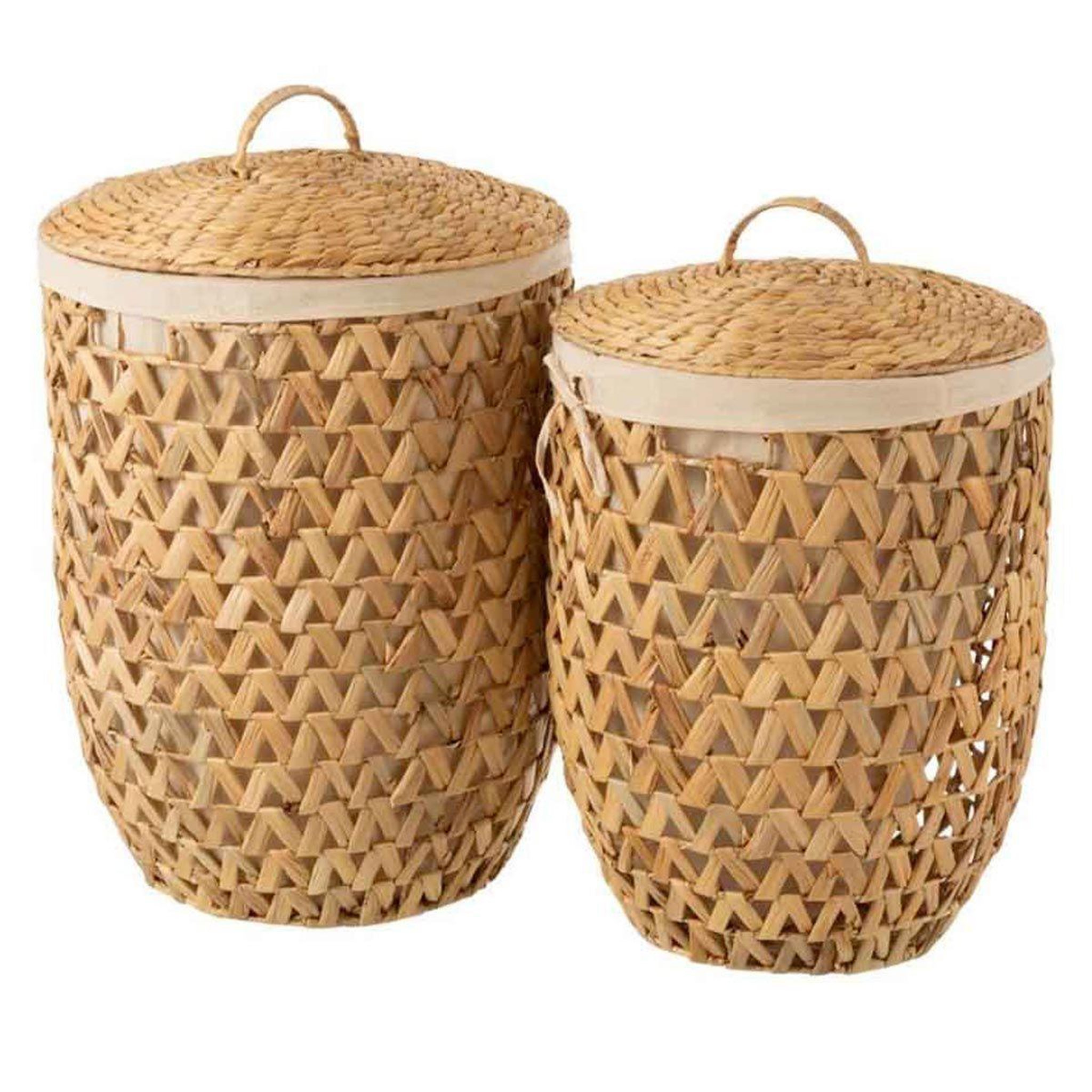 J-LINE Lot de 2 paniers à linge  vitoria  60cm naturel
