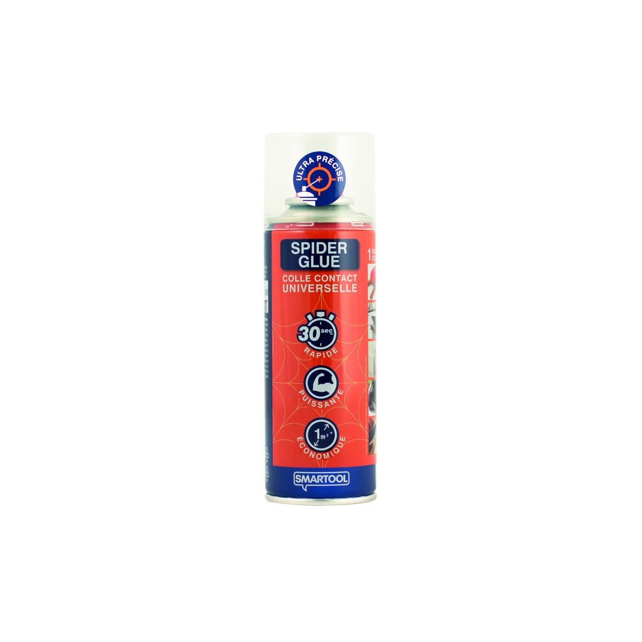 Voir la diapositive 6 : SMARTOOL Colle glue universelle spray spider glue 200ml prise 30 sec smartool