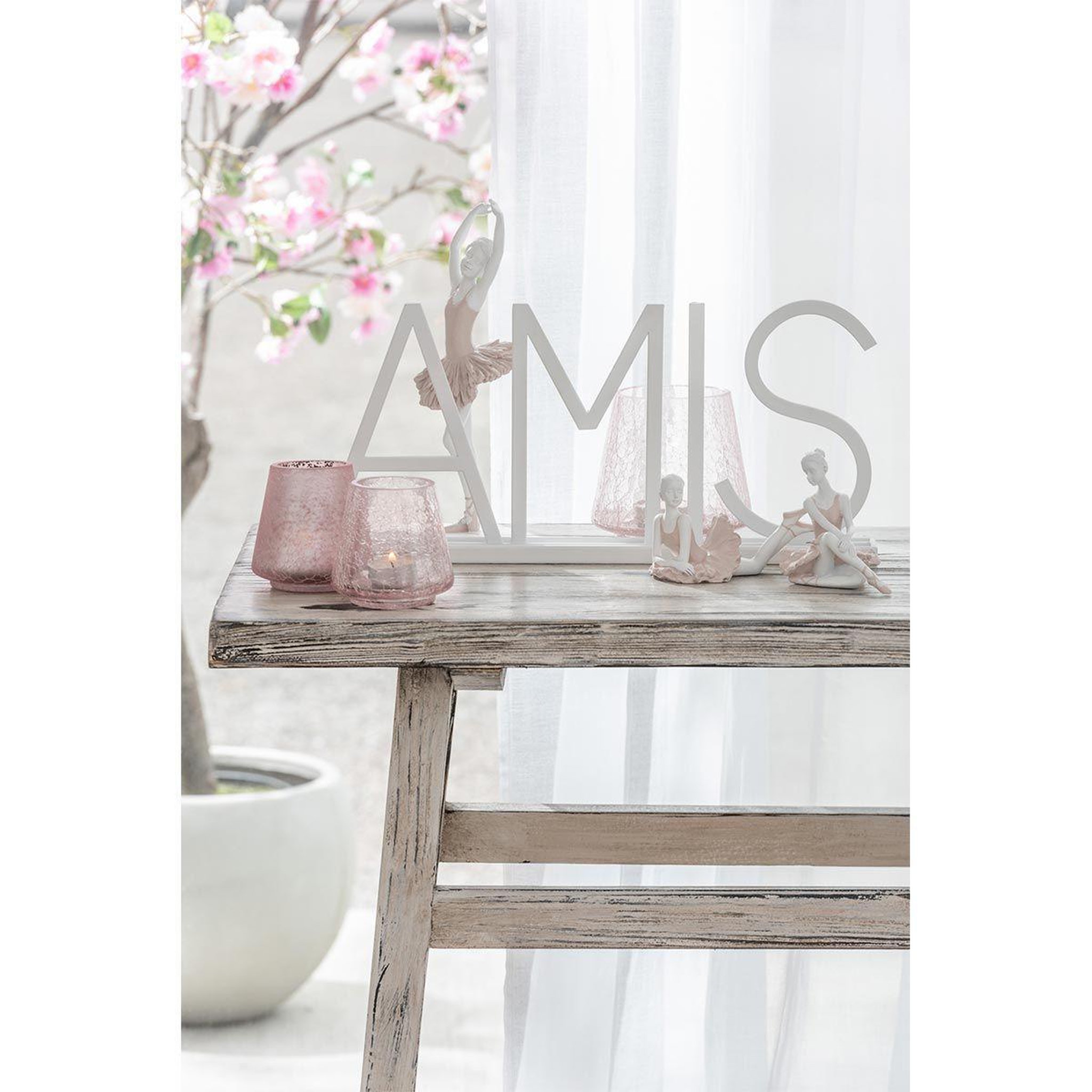 Voir la diapositive 2 : J-LINE Mot déco en métal  amis  48cm blanc