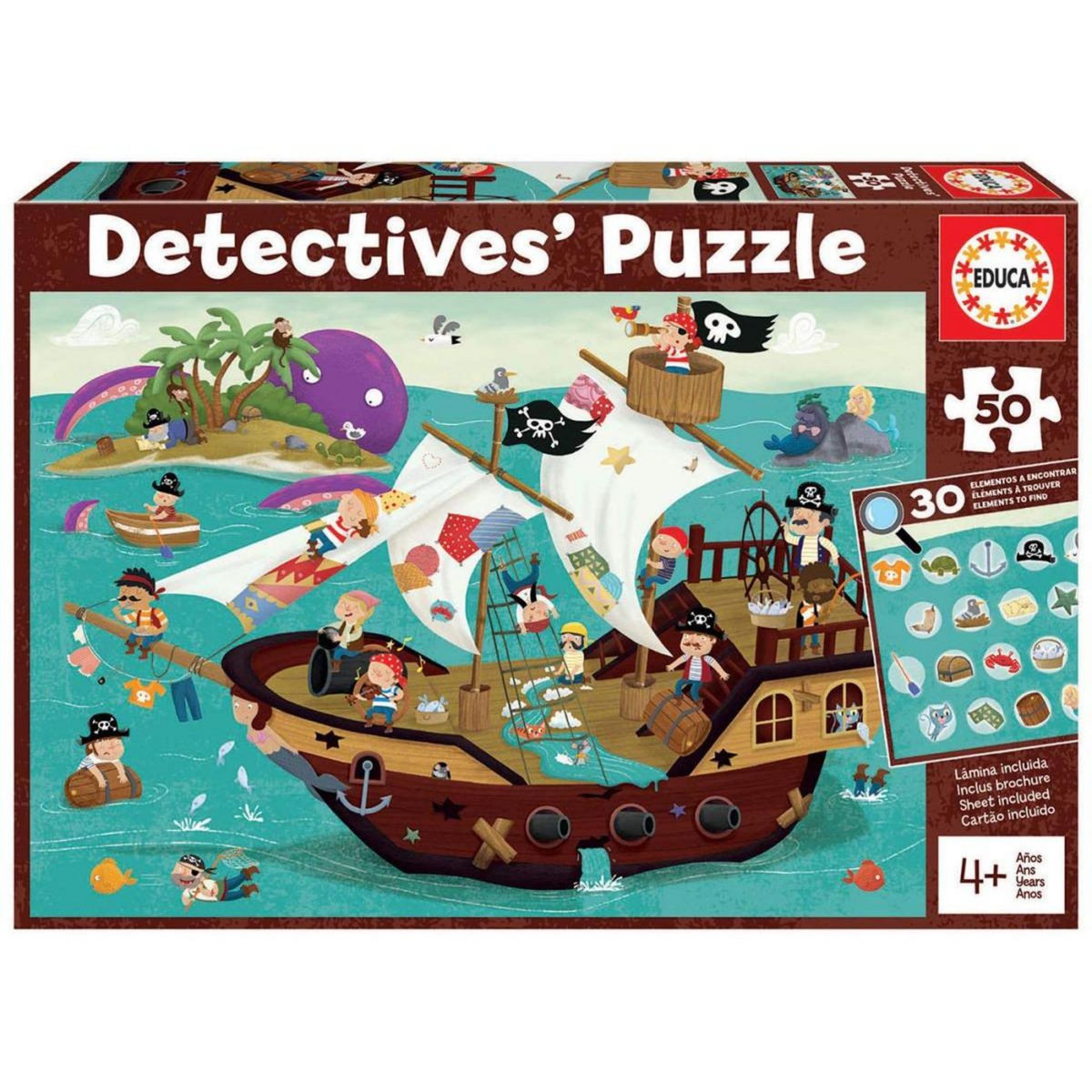 EDUCA 50pcs detective puzzle Bateau pirate