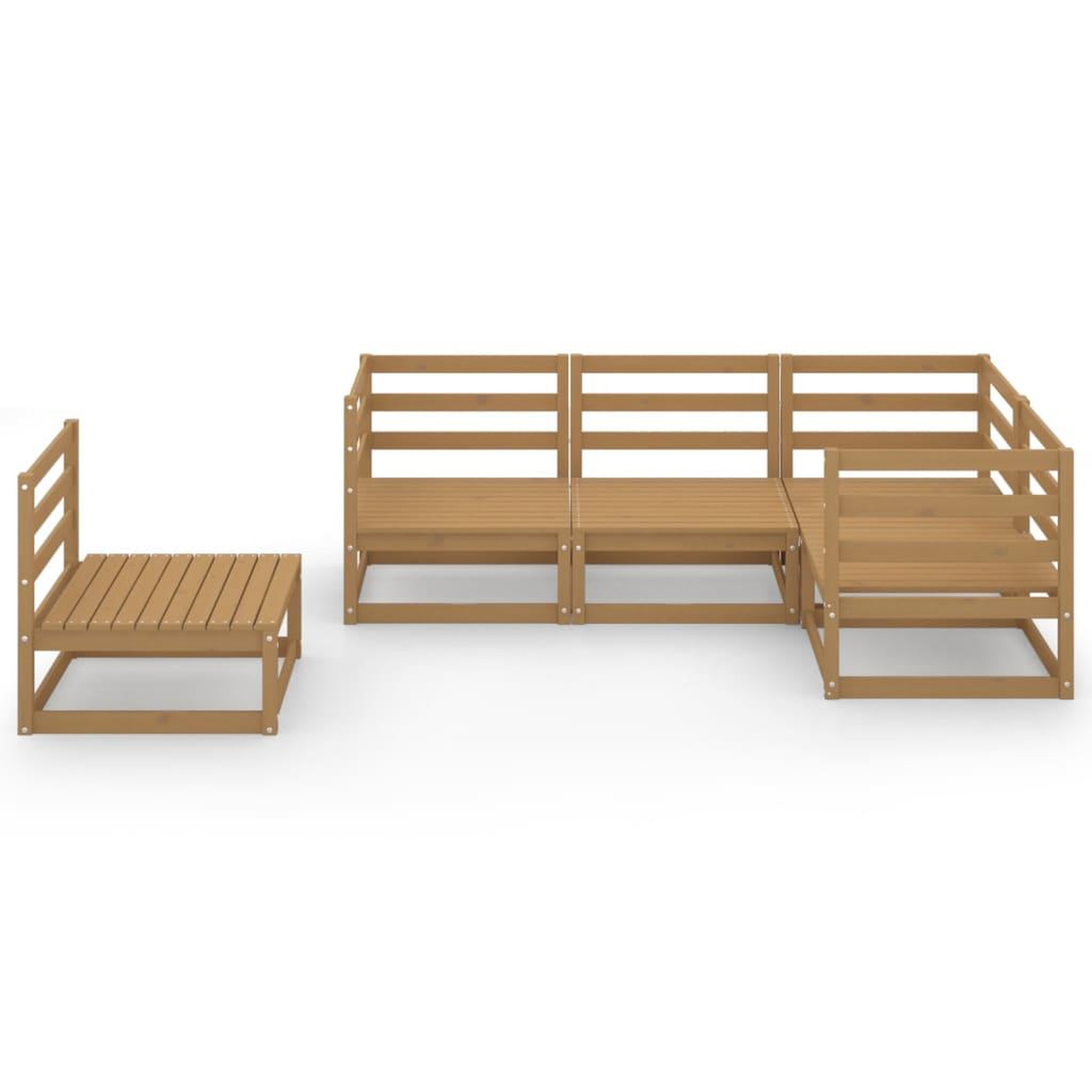Voir la diapositive 3 : VIDAXL Salon de jardin 5 pcs marron miel bois de pin massif