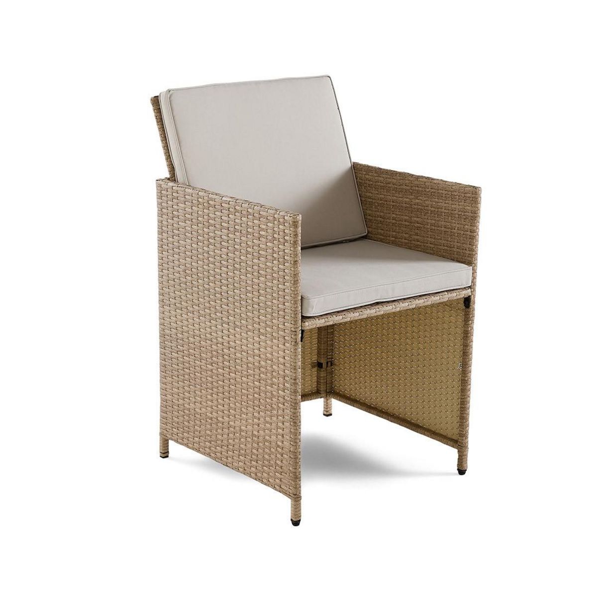 BEST MOBILIER Fira – salon de jardin encastrable en résine tressée beige - 10 places - coussins beige + housse de protection