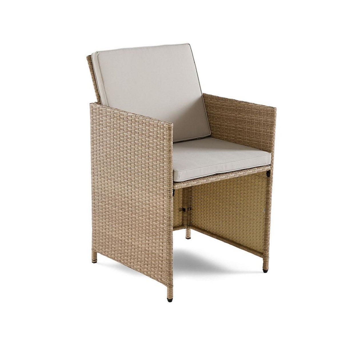 BEST MOBILIER Fira – salon de jardin encastrable en résine tressée beige - 10 places - coussins beige + housse de protection